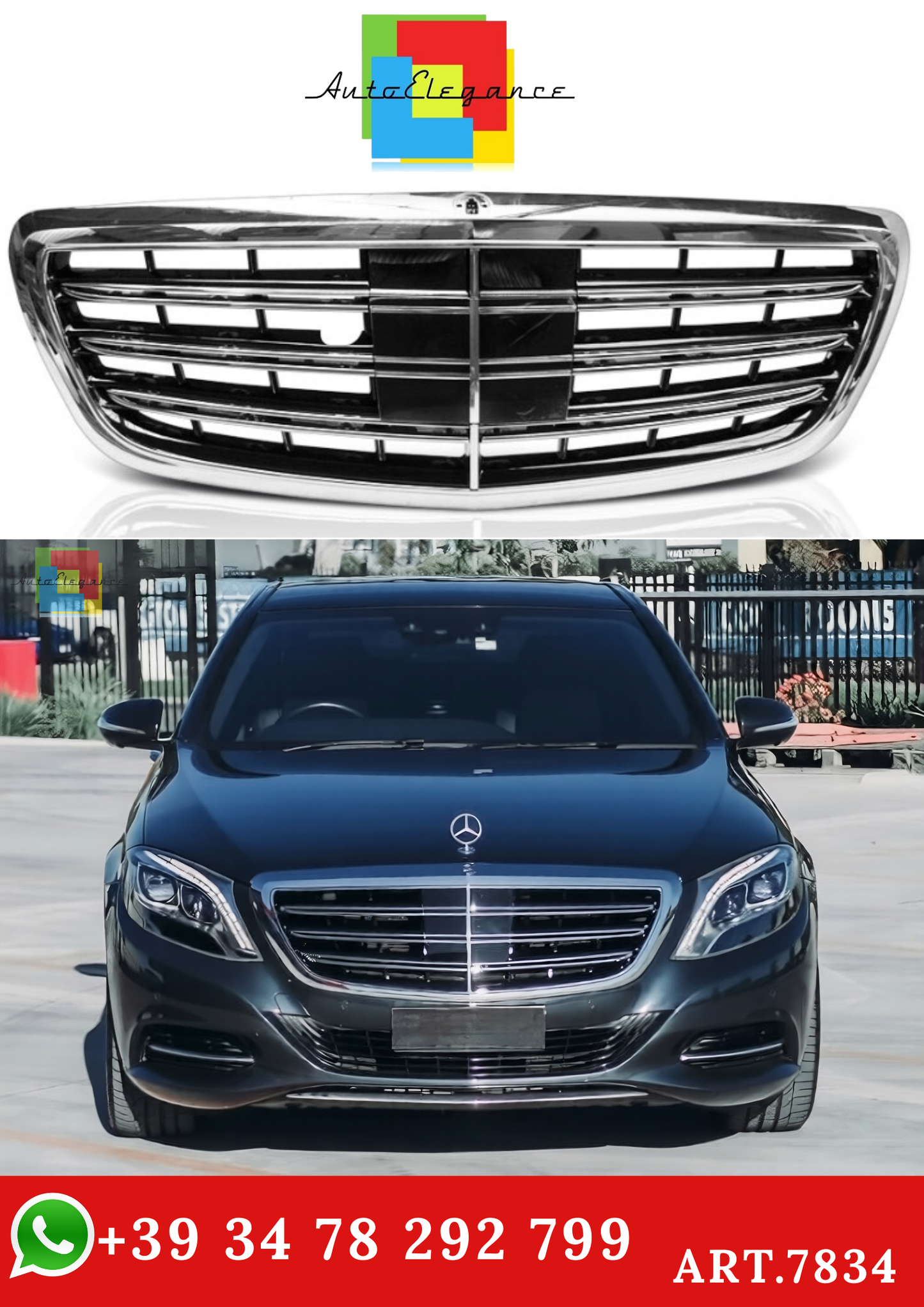 💫ART.7834 Griglia per MERCEDES Classe S W222 2013-2020 con NIGHT VIEW💫