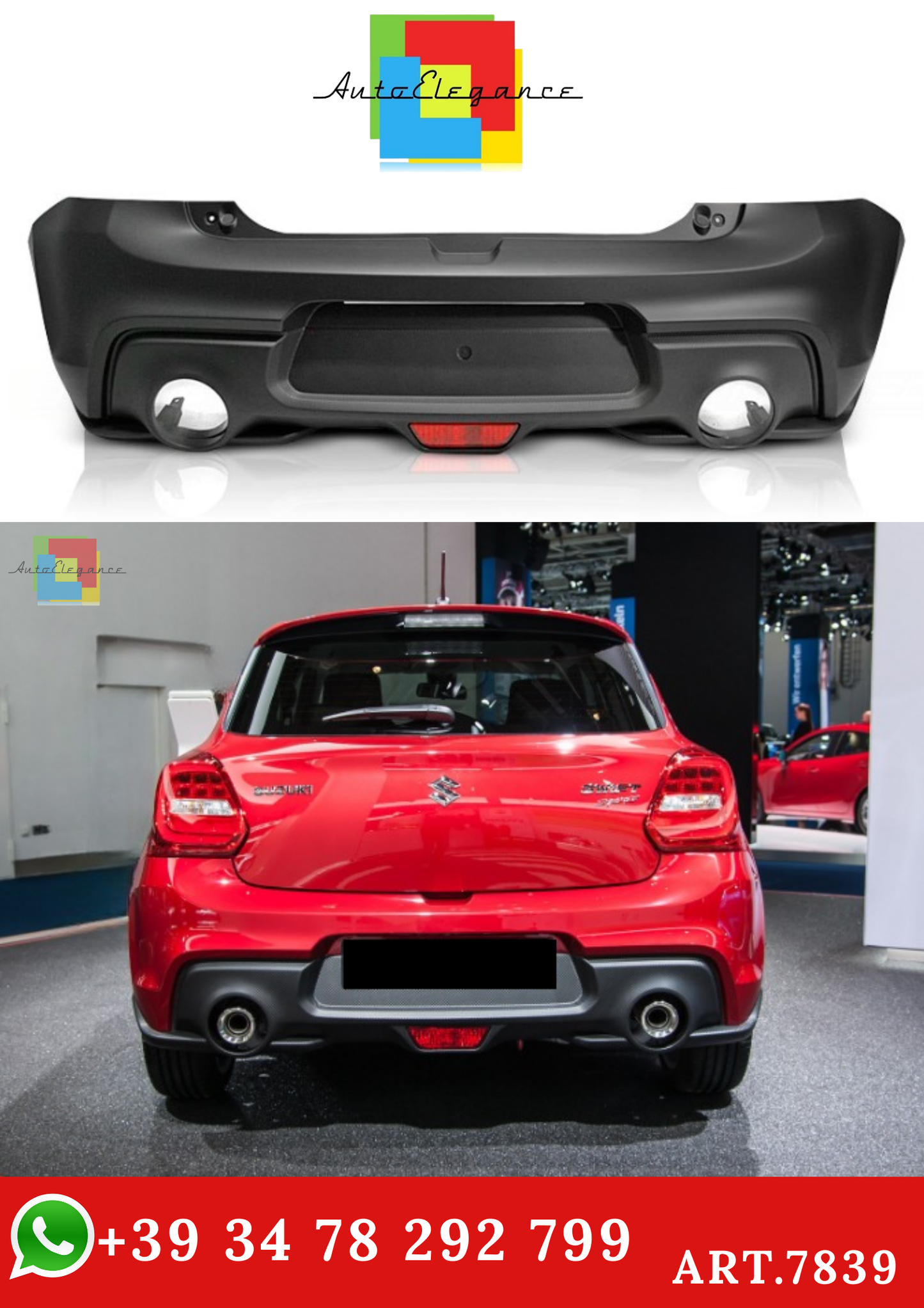 💫ART.7839 Paraurti Posteriore SPORT per Suzuki Swift VI 2017+💫