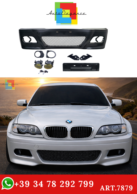 💫ART.7879 Paraurti Anteriore Sportivo + fari antinebbia per BMW E46 Serie 3 2001-2005💫