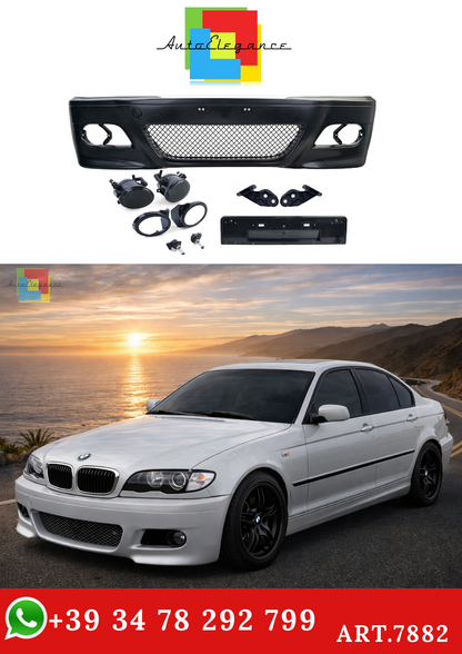 💫ART.7882 Paraurti Anteriore Sportivo + Fari Antinebbia Fumé per BMW E46 Serie 3💫