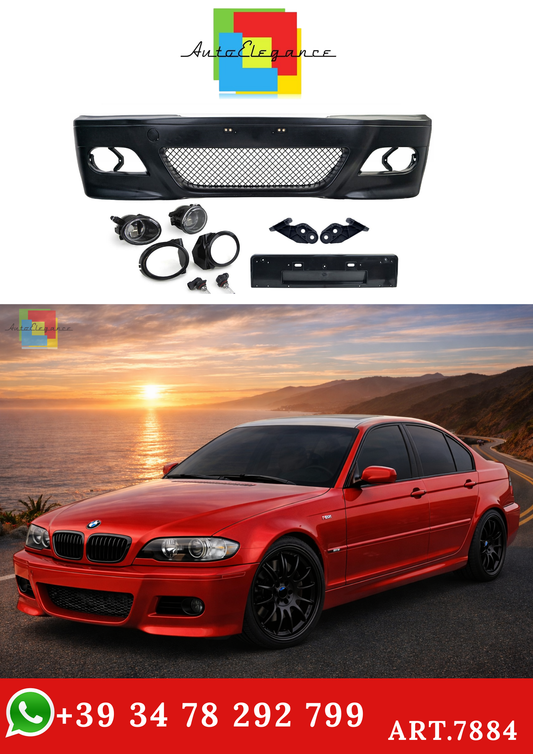 💫ART.7884 Paraurti Anteriore + Fari Antinebbia trasparenti per BMW E46💫