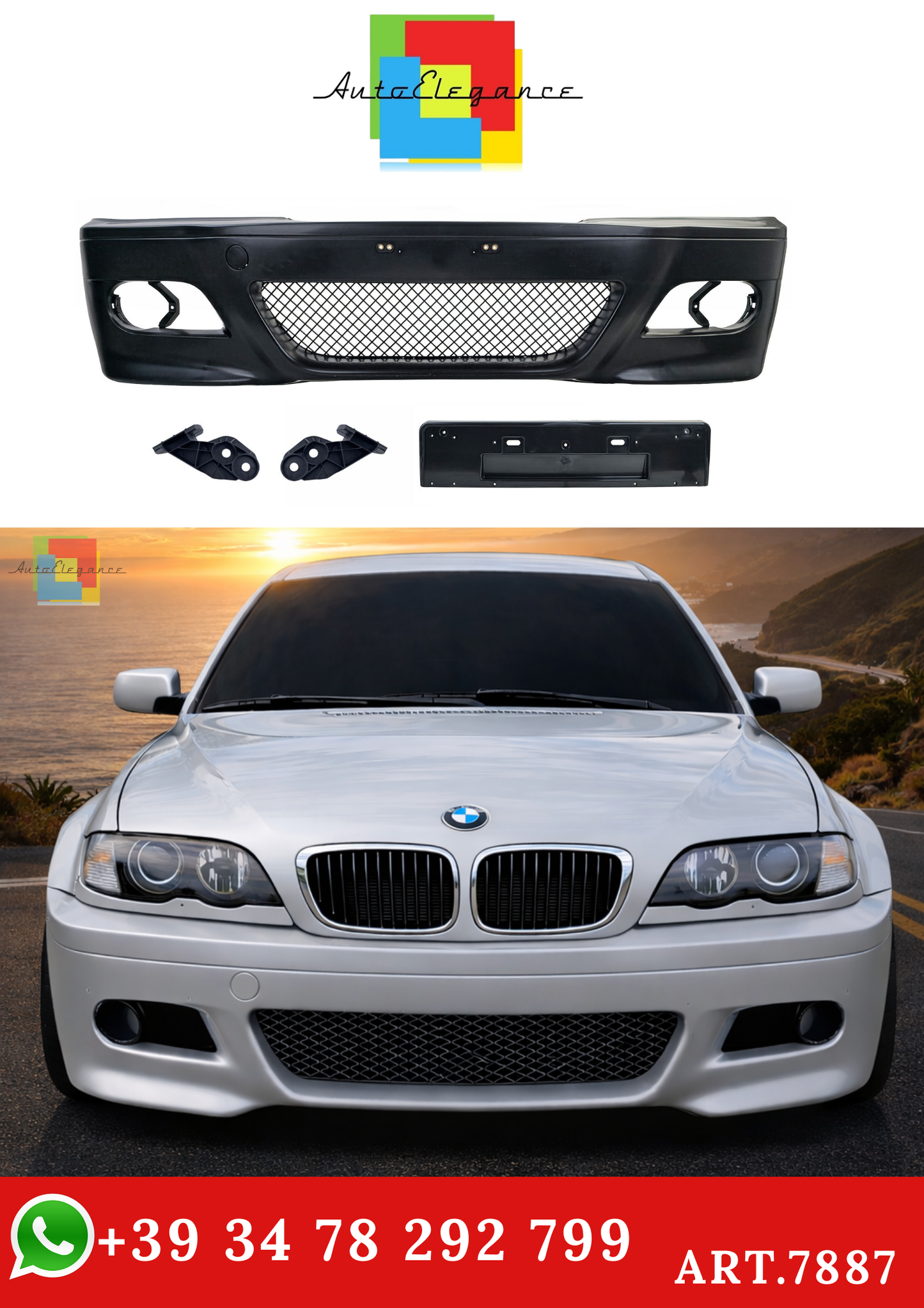 💫ART.7887 Paraurti Anteriore Sportivo per BMW Serie 3 E46 01-05💫