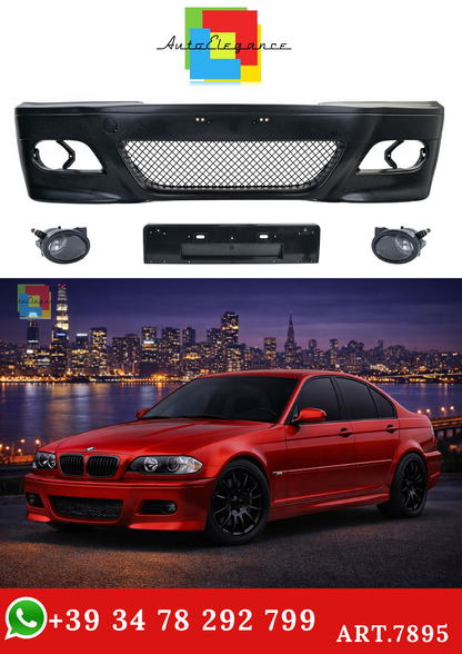 💫ART.7895 Paraurti Anteriore + Fendinebbia trasparenti - BMW E46 Berlina💫