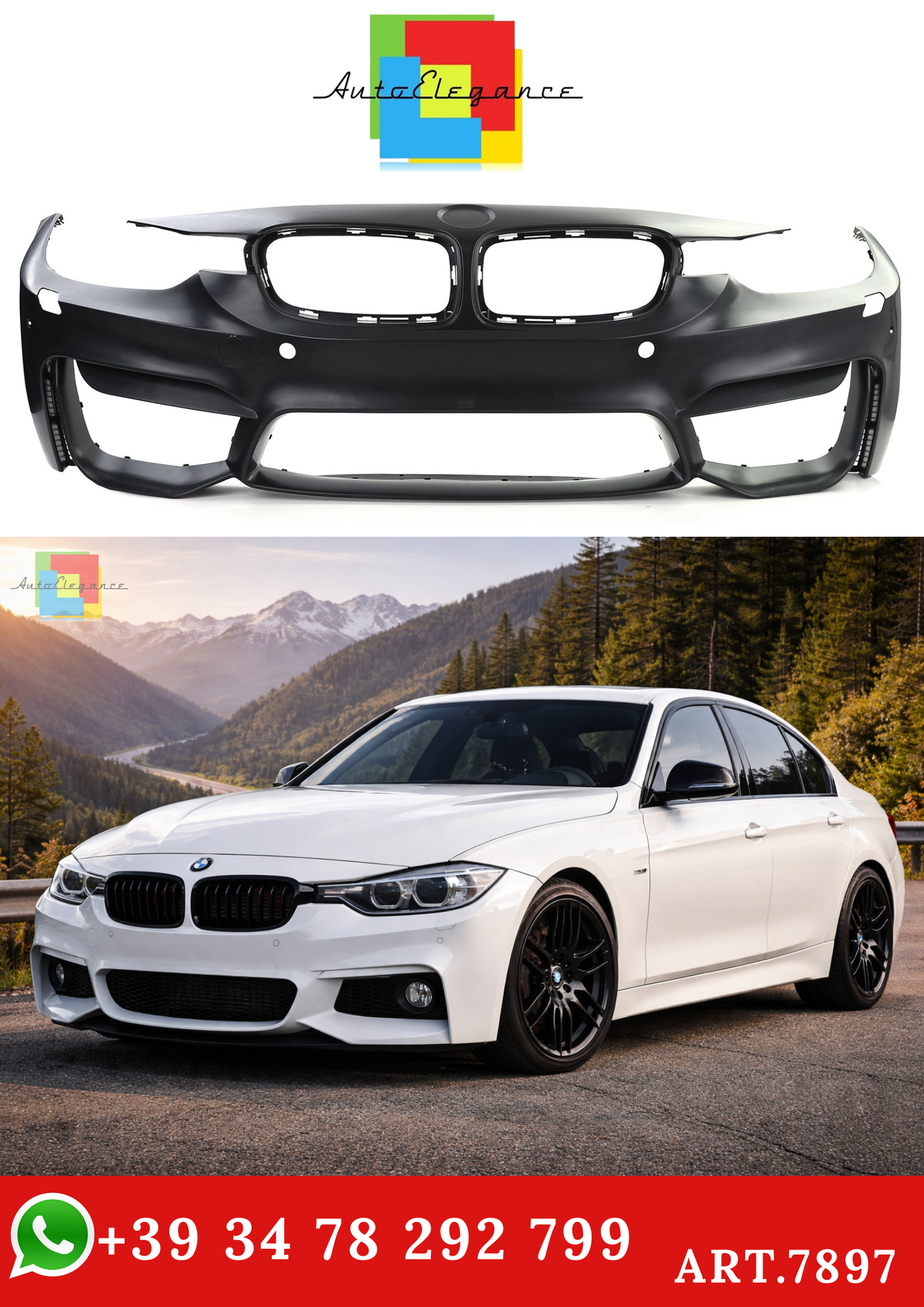 💫ART.7897 Paraurti Anteriore Sportiva per BMW Serie 3 F30/F31 (2011-2019)💫