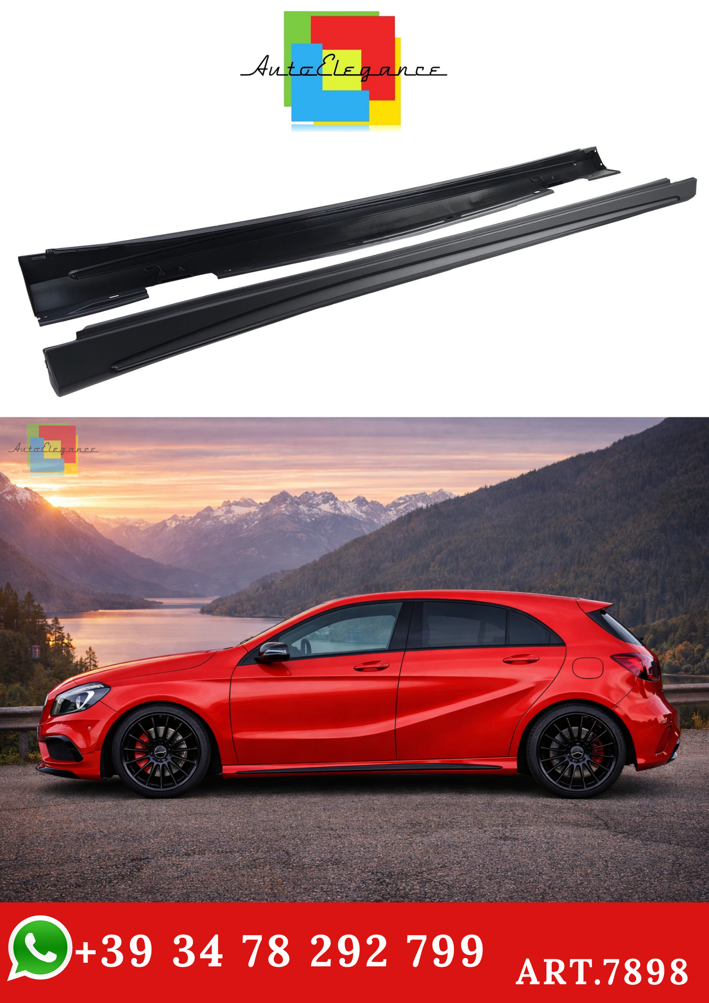 💫ART.7898 Minigonne Laterali Sportiva per Mercedes Classe A (2012-2018)💫