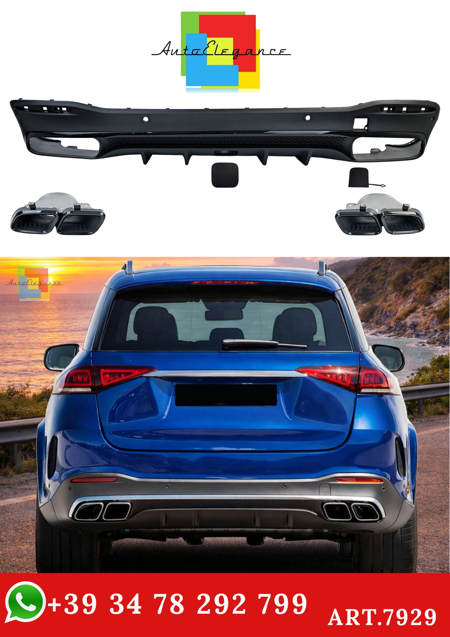 💫ART.7929 Diffusore + Terminali di Scarico per Mercedes GLE / GLS AMG-Line💫