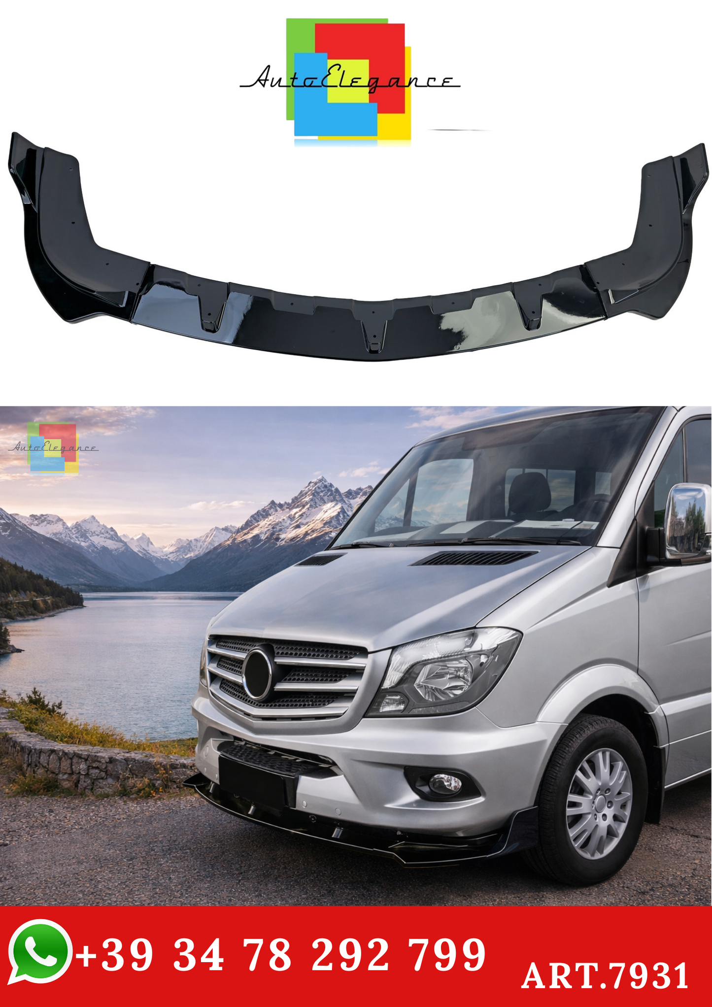 💫ART.7931 Splitter Sportivo Nero Lucido per Mercedes Sprinter W906 13-18💫