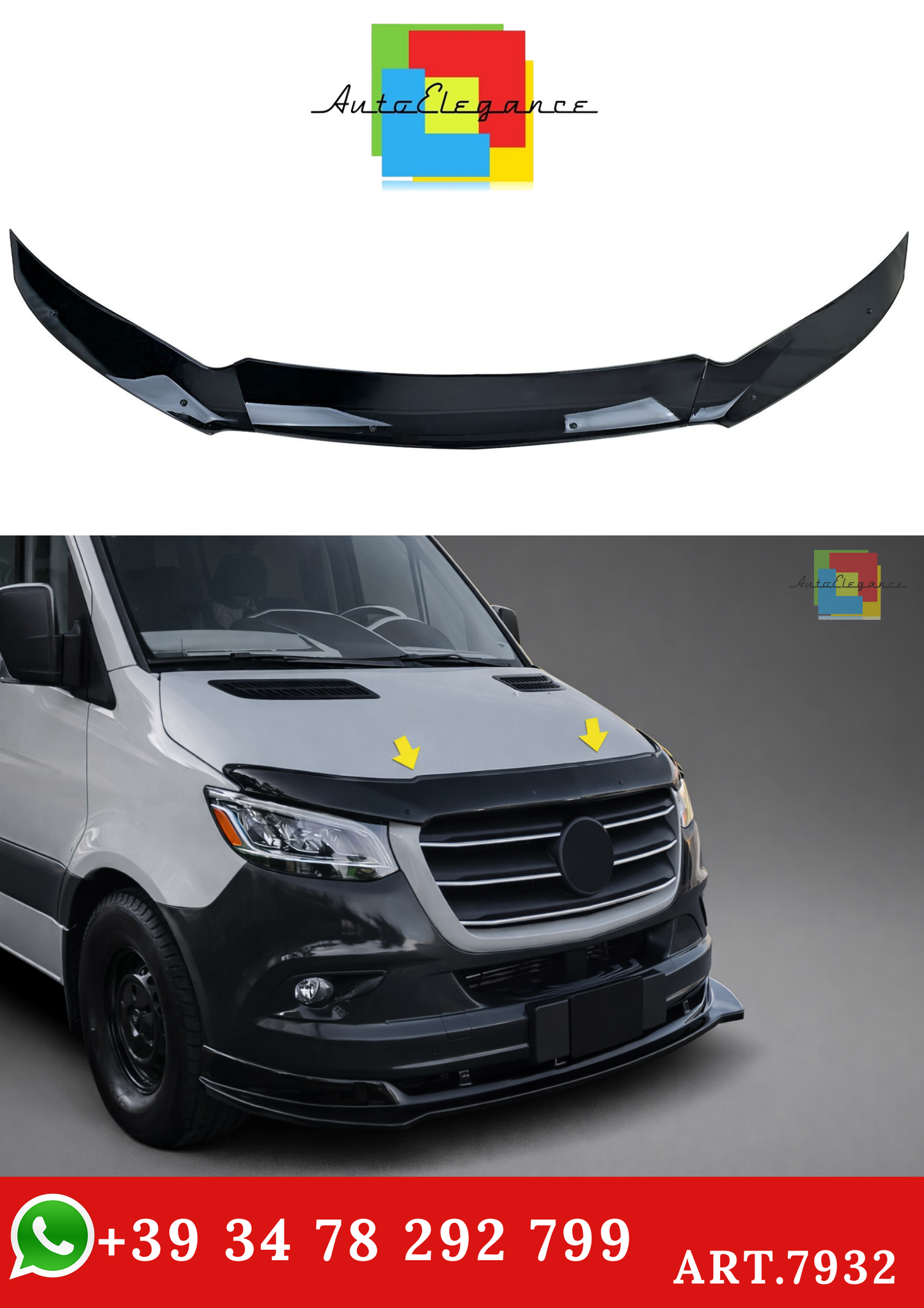 💫ART.7932 Protezione Cofano (Protezione anti-sassi) per Sprinter W907 2018+💫