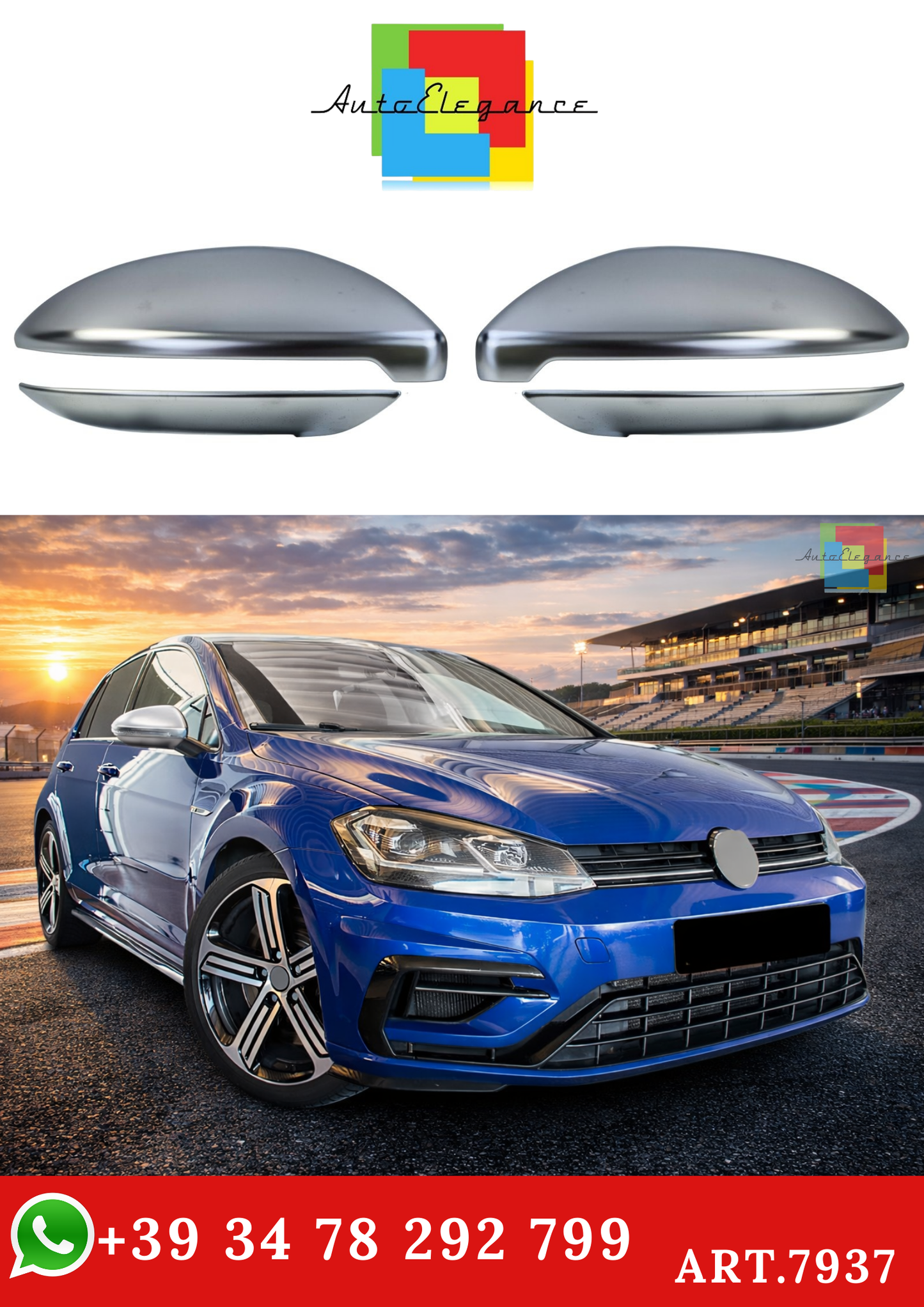💫ART.7937 4 pezzi Copri Specchietti (Argento Opaco) per VW Golf VII 12-21💫