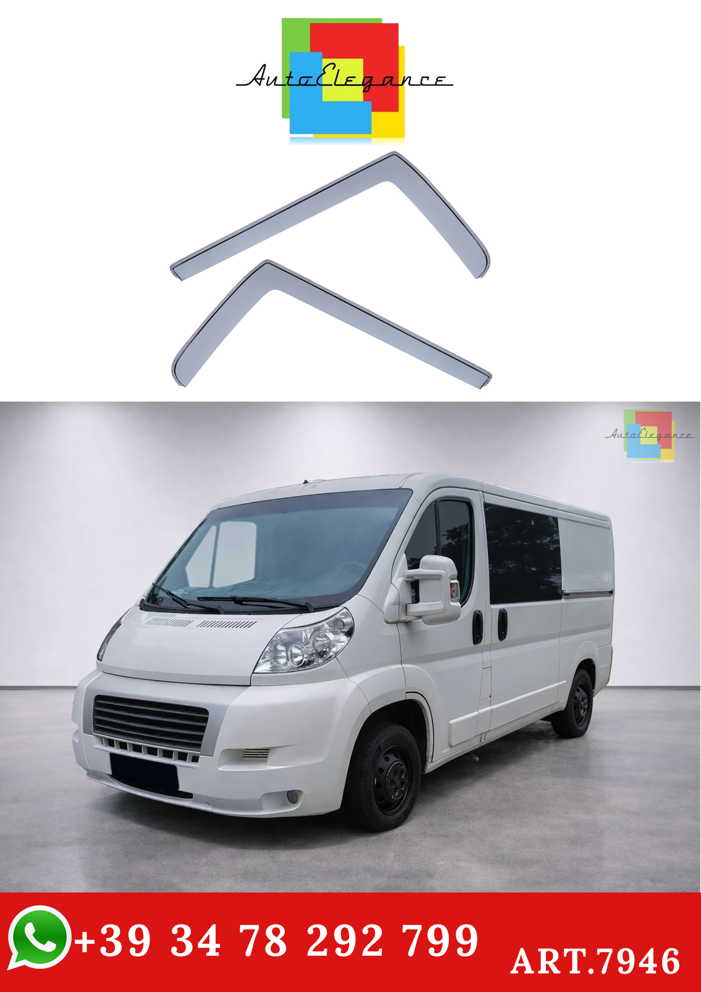 💫ART.7946 Deflettore Antivento e Antipioggia Nero Fumé per Fiat Ducato 3 250 💫