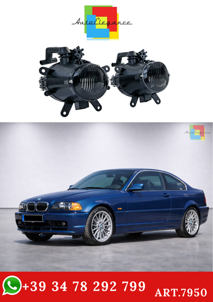 💫ART.7950 Set fari Antinebbia in vetro trasparente nero fumé – per BMW E46💫