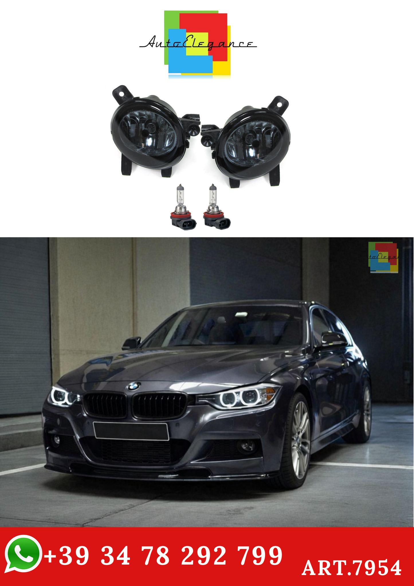 💫ART.7954 Fari Antinebbia Neri Fumé per BMW Serie 3 F30 / F31 11-19 💫