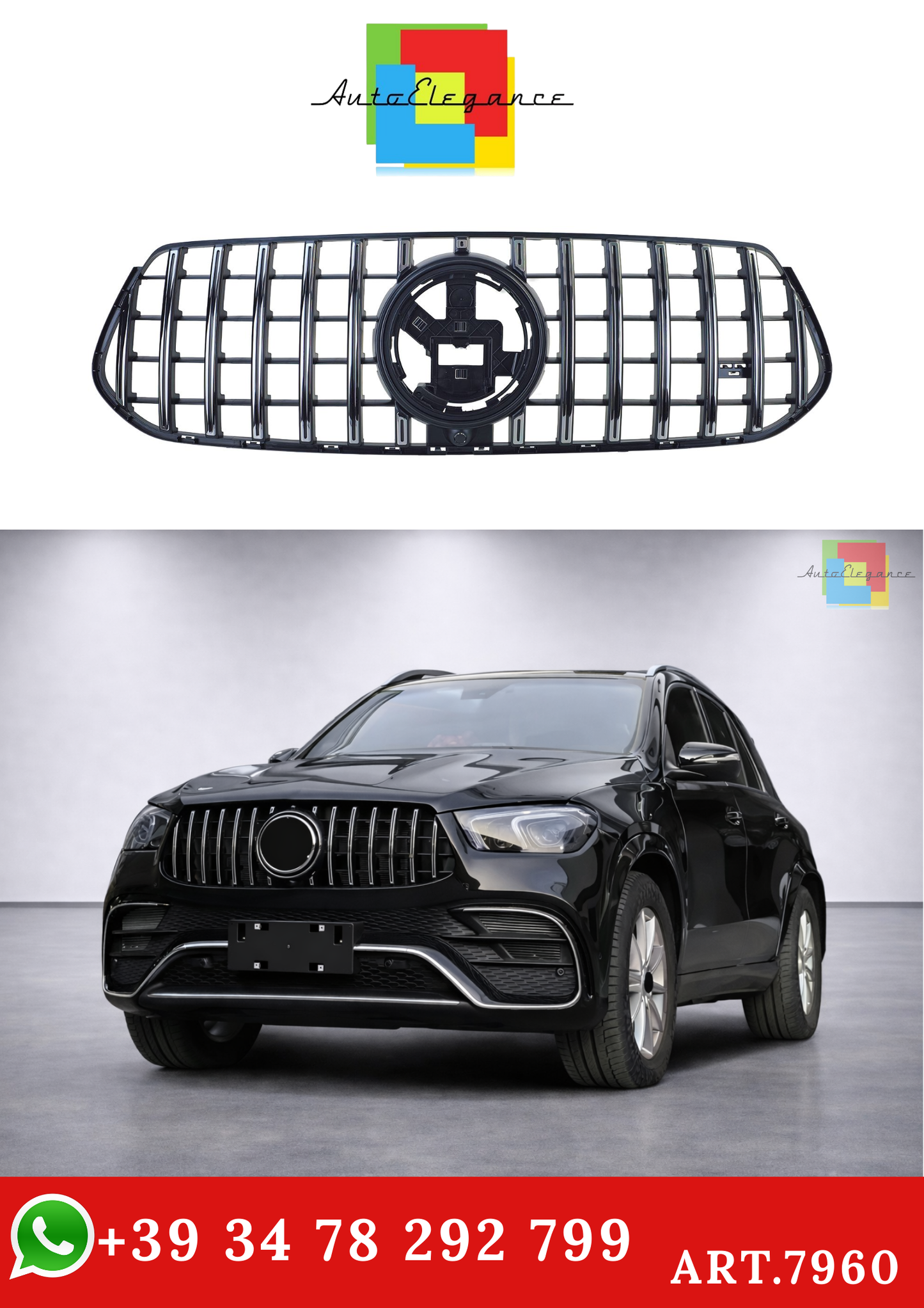 💫ART.7960 Griglia Sportiva Nera Cromata per Mercedes GLE V167 C167 18-23 AMG💫
