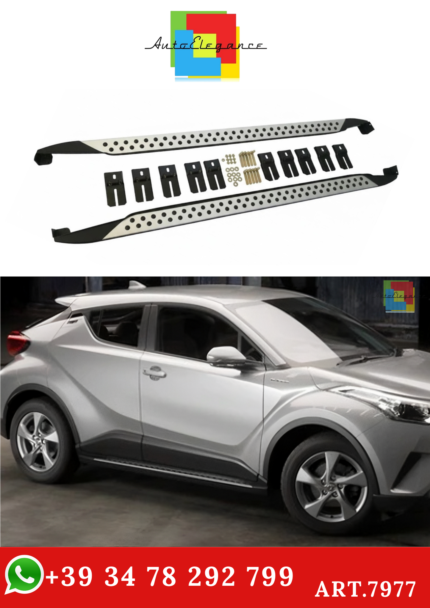 💫ART.7977 Pedane Laterali in Alluminio per Toyota C-HR MK1 (2014-2021) Stile OEM💫