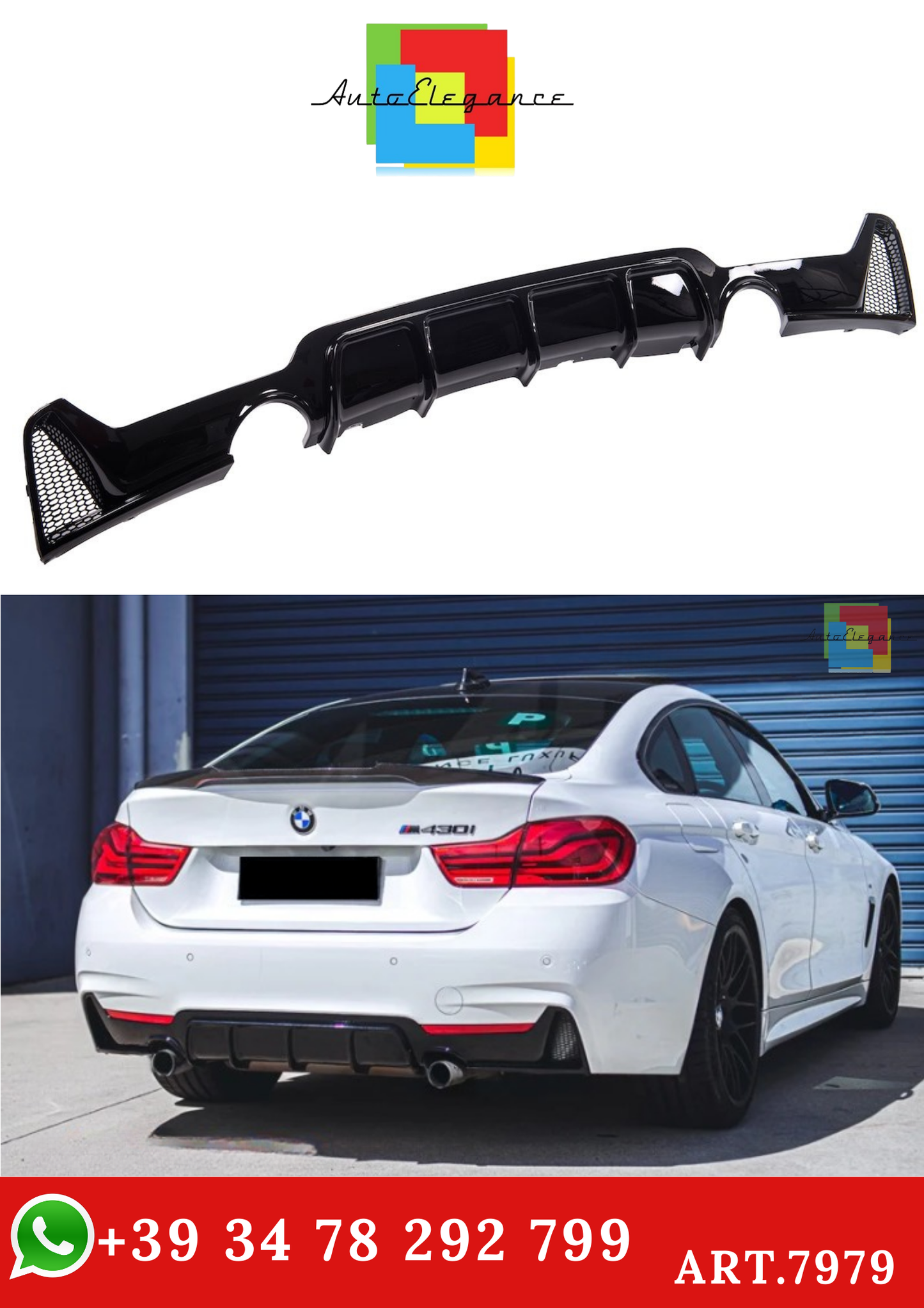 💫ART.7979 Diffusore M Performance Bmw 4 (F32) (F36) (2013-2020) Doppio Scarico💫