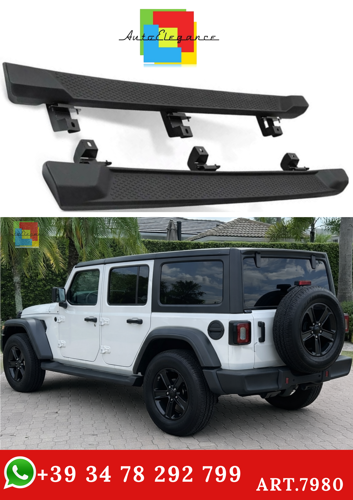 💫ART.7980 Pedane Laterali per Jeep Wrangler IV JL (2018+) 4 porte STILE OEM💫