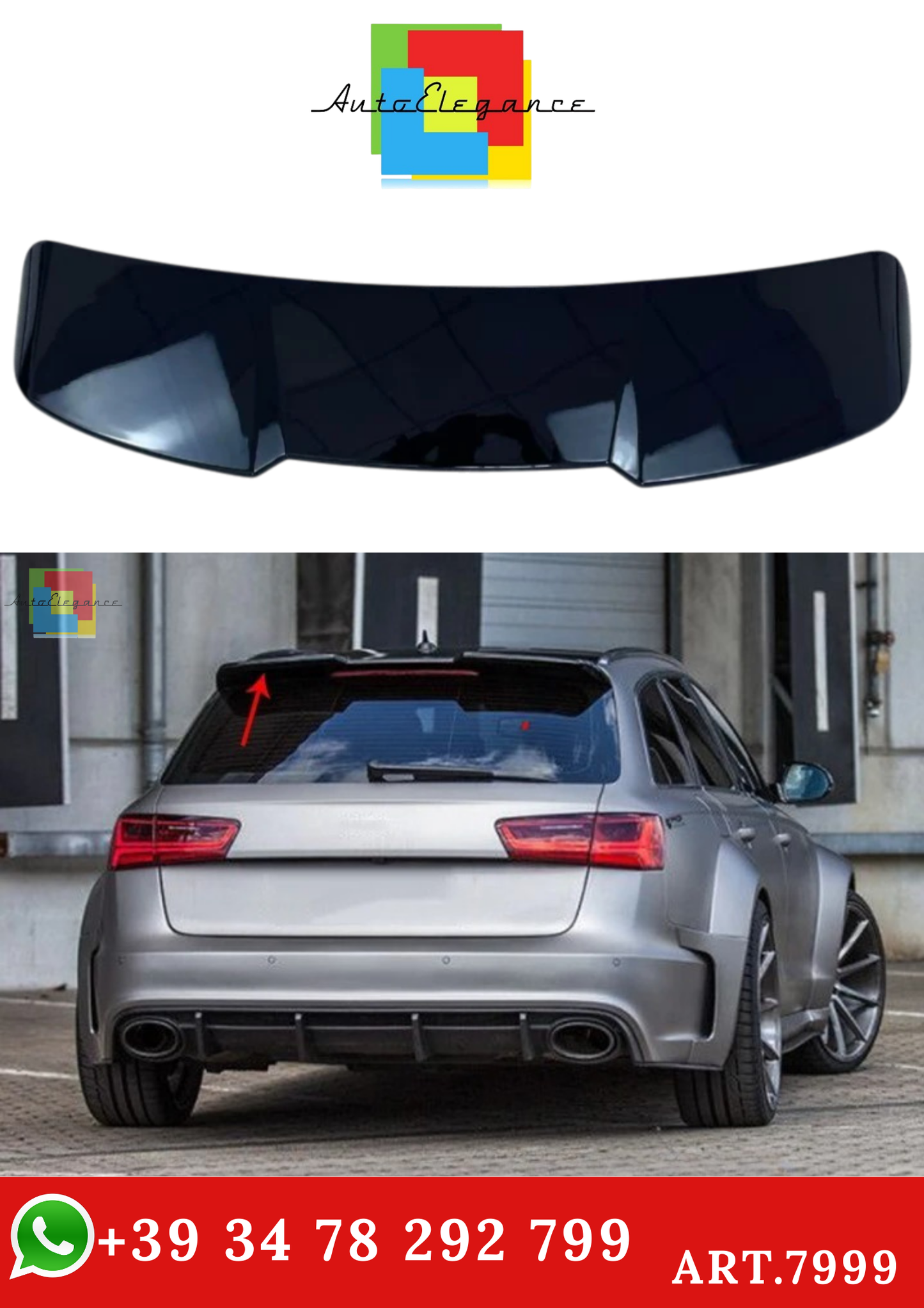 💫ART.7999 Spoiler Posteriore Stile RS6 per Audi A6 C7 4G Avant Allroad 2011-2018💫