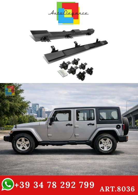 💫ART.8036 Pedane Laterali per Jeep Wrangler III JK 4 porte stile OEM 2007-2017💫