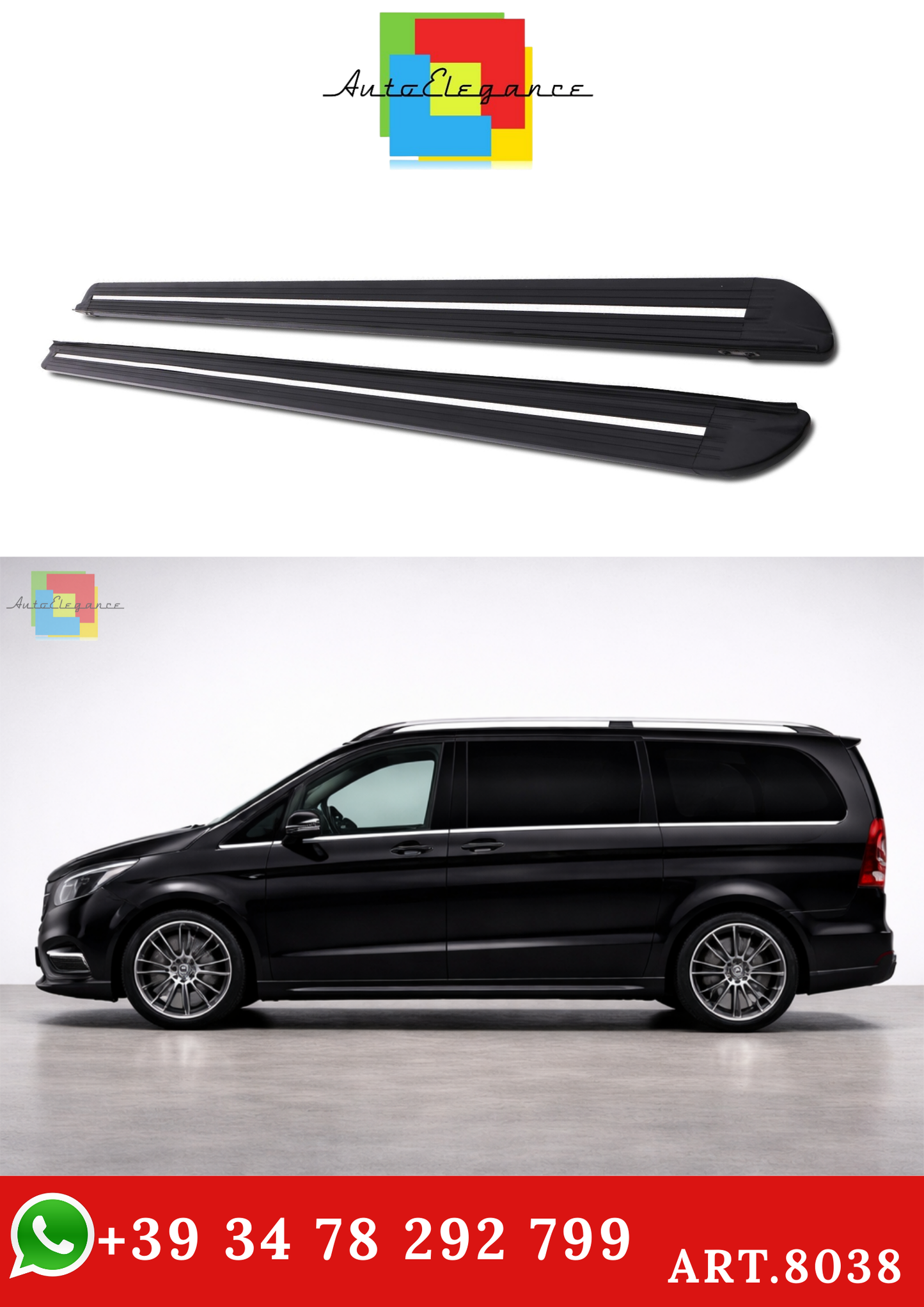 💫ART.8038 Pedane Laterali in Alluminio per Mercedes Classe V (W447) 14-23💫
