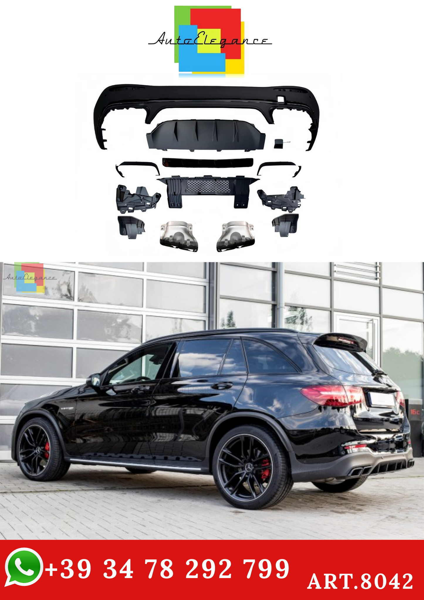 💫ART.8042 Diffusore + Terminali GLC63 AMG Look For GLC X254 SUV 2023+💫