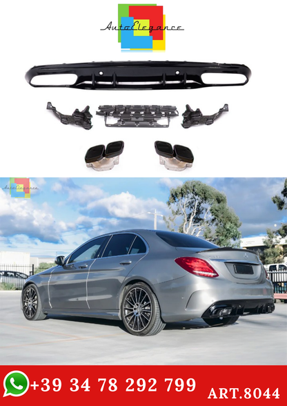 💫ART.8044 Diffusore + Tubi di Scarico Look C63 AMG Facelift per Classe C W205 13-21💫