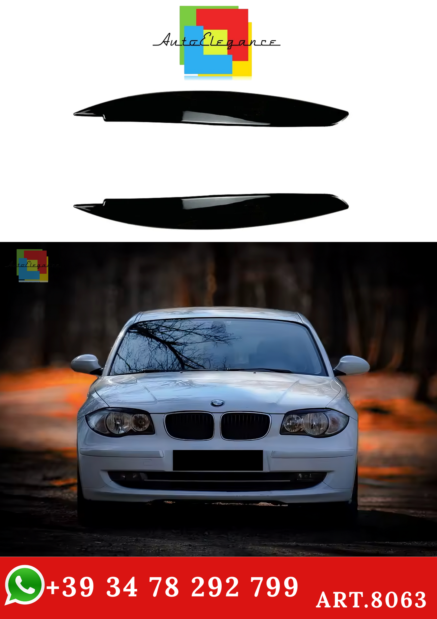 💫ART.8063 2 Coprifari (Palpebre) in Fibra di Carbonio per BMW Serie 1 04-13💫