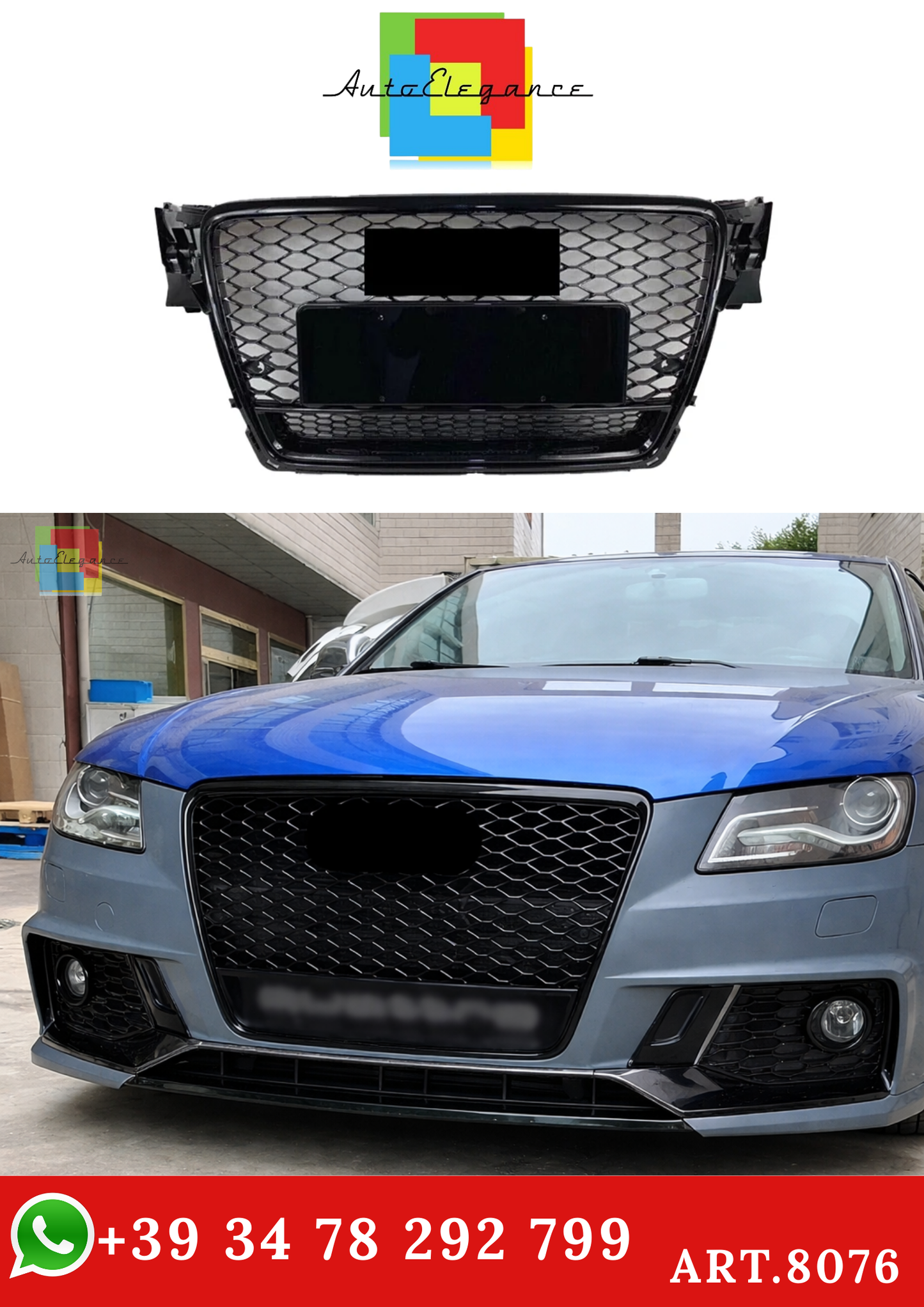 💫ART.8076 Griglia Sportiva Stile Quattro S4 RS4 per Audi A4 B8 2009-2012 💫