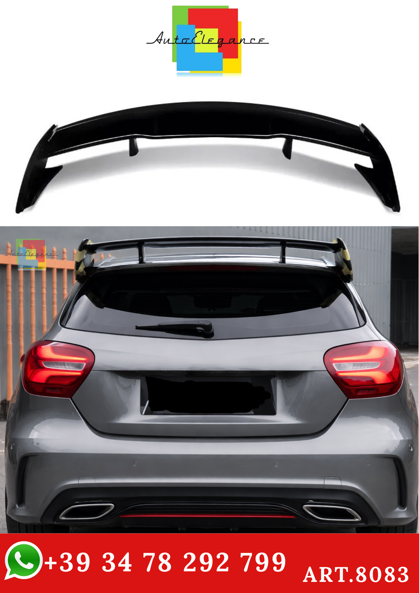 💫ART.8083 Spoiler sul Tetto per Mercedes Benz Classe A W176 W177 AMG 13-22 💫
