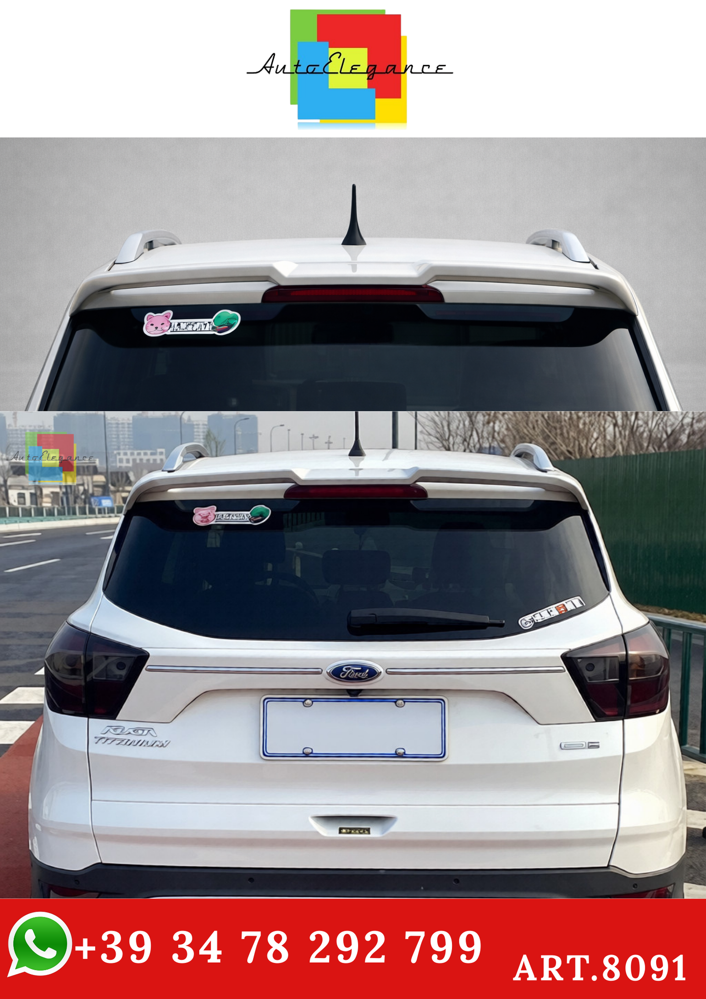 💫ART.8091 Spoiler posteriore ST per Ford Escape / Kuga 2016-2019 ABS💫