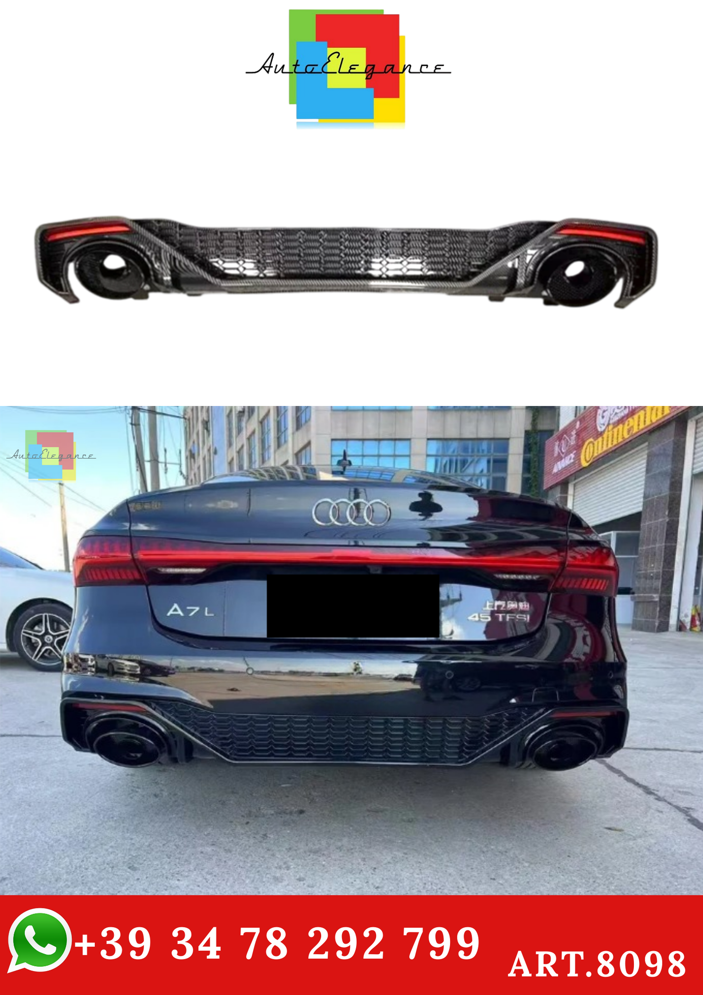 💫ART.8098 Diffusore per Audi A7 S-line 4 Porte 19-20 con Punte di Scarico PP💫