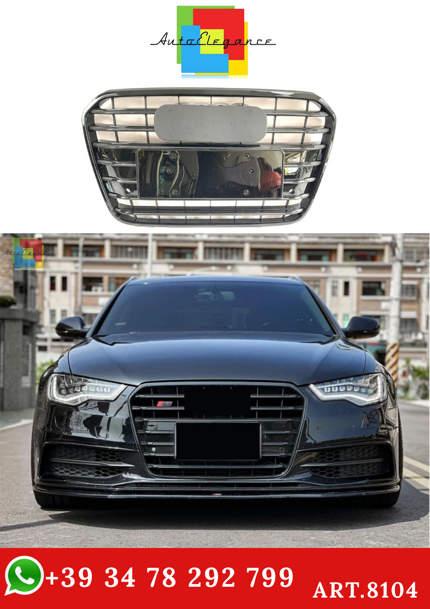 💫ART.8104 Griglia Anteriore XVIP Stile S6 per Audi A6 C7 S6 4G Pre-Facelift 12-15💫