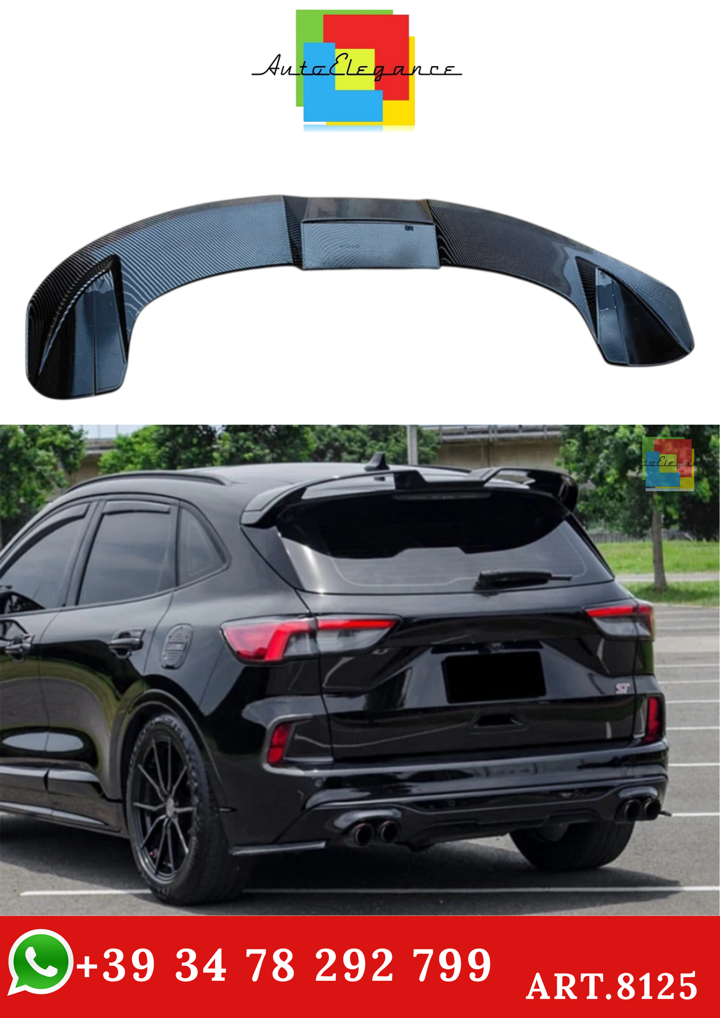 💫ART.8125 Spoiler Posteriore per Ford Escape Kuga ABS 2020+💫
