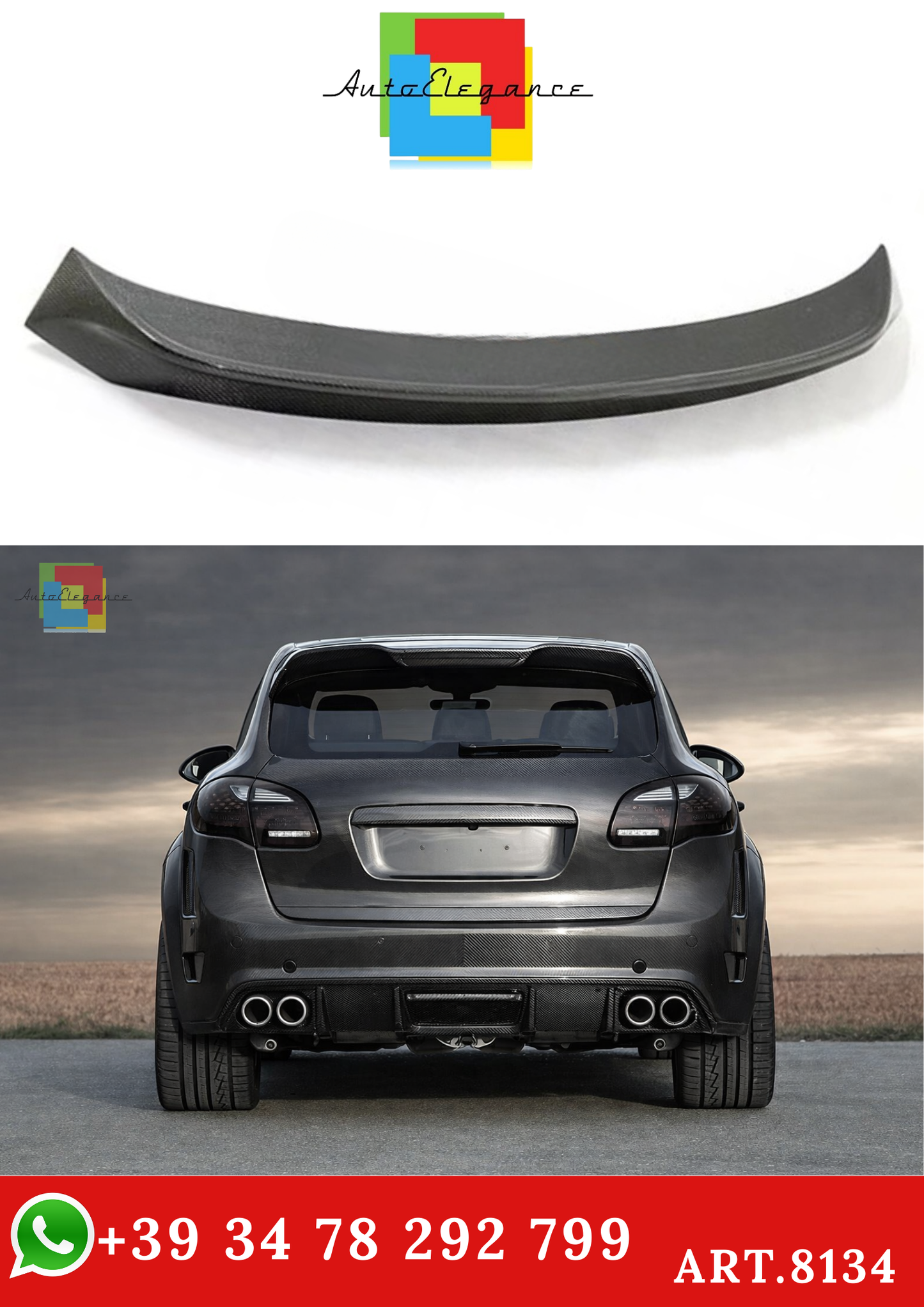 💫ART.8134 Spoiler sul Tetto in Fibra di Carbonio per Porsche Cayenne 958 2011-2014💫