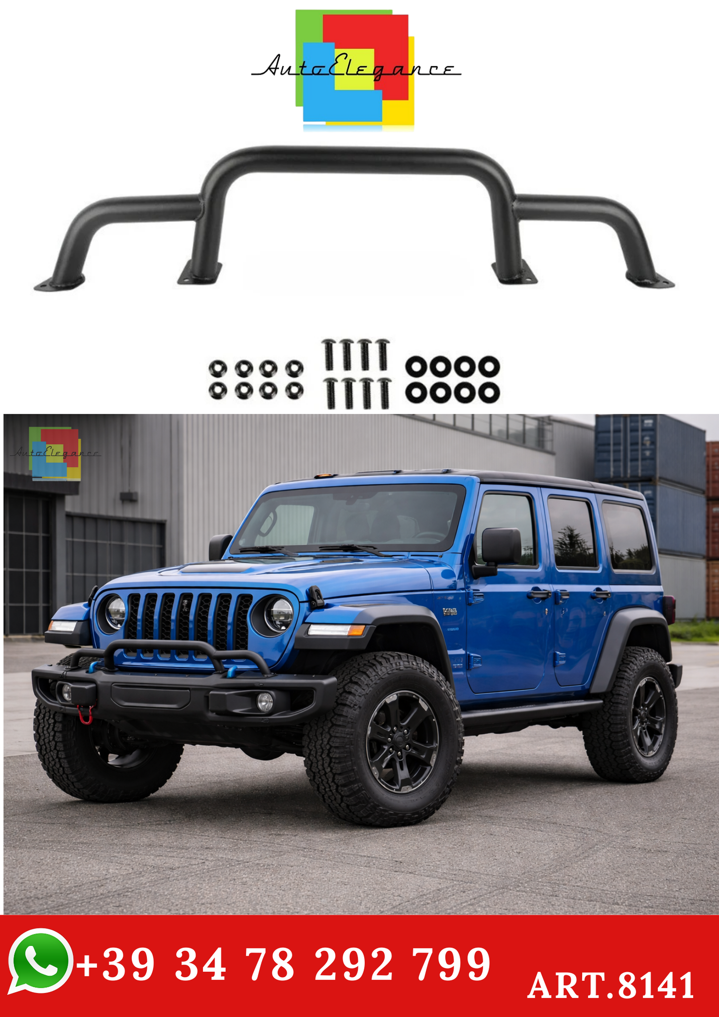 💫ART.8141 Bull Bar Anteriore per Jeep Wrangler JL 10th Anniversary Style 💫