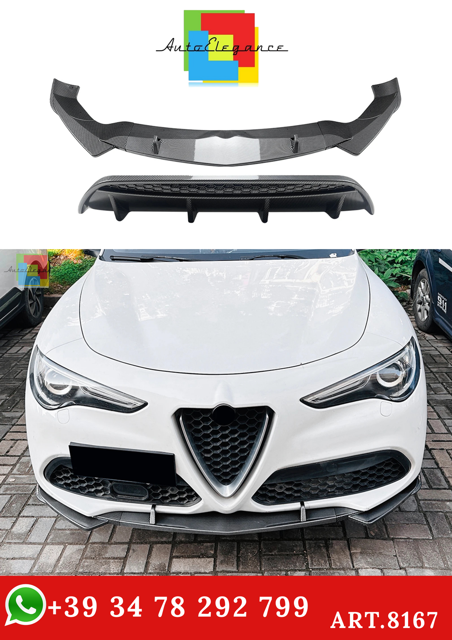 💫ART.8167 KIT ANTERIORE + POSTERIORE in Carbonio per Alfa Romeo Stelvio 17+💫