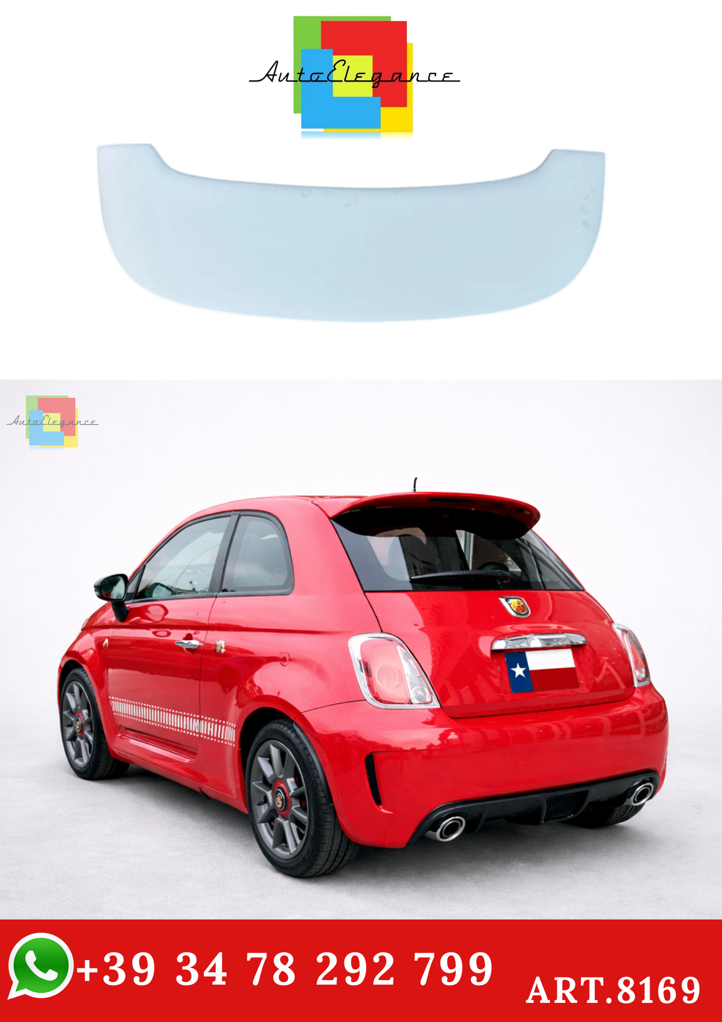 💫ART.8169 Spoiler sul Tetto adatto per Fiat 500 2012-2020 💫