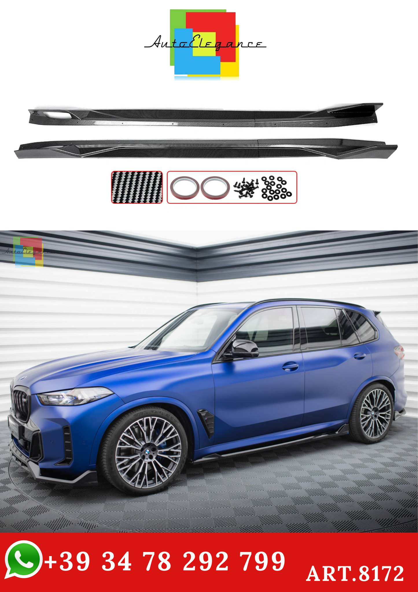 💫ART.8172 Sotto Minigonne Fibra di Carbonio per BMW G05 X5 M-Sport  19-25💫