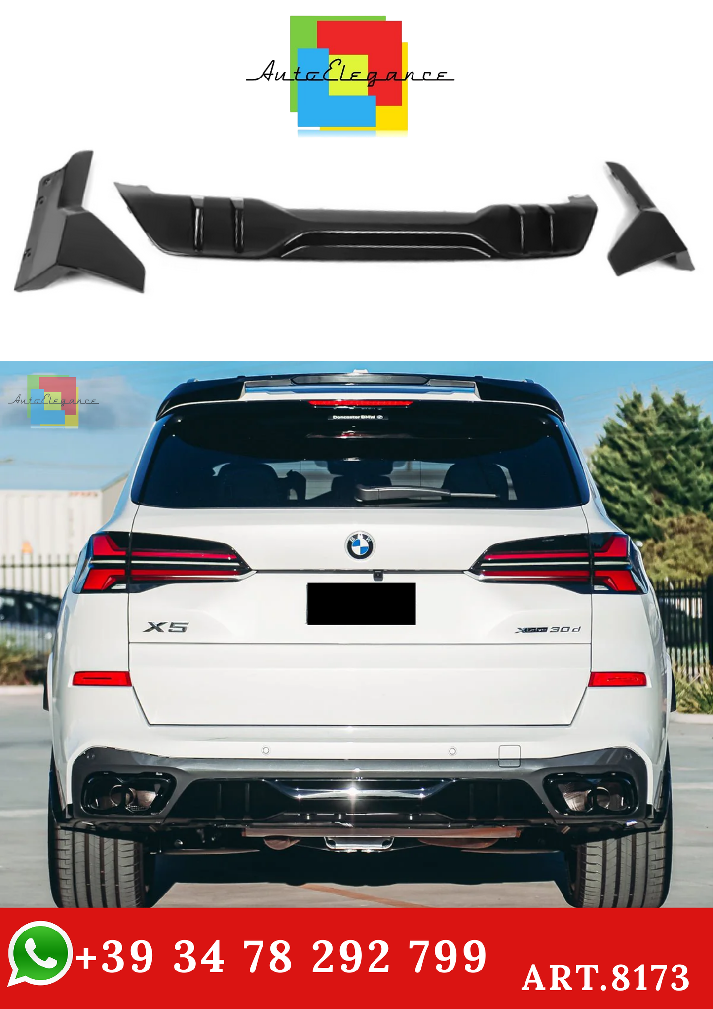 💫ART.8173 Set 3 Pezzi Diffusore Posteriore per BMW X5 G05 2019-2025💫