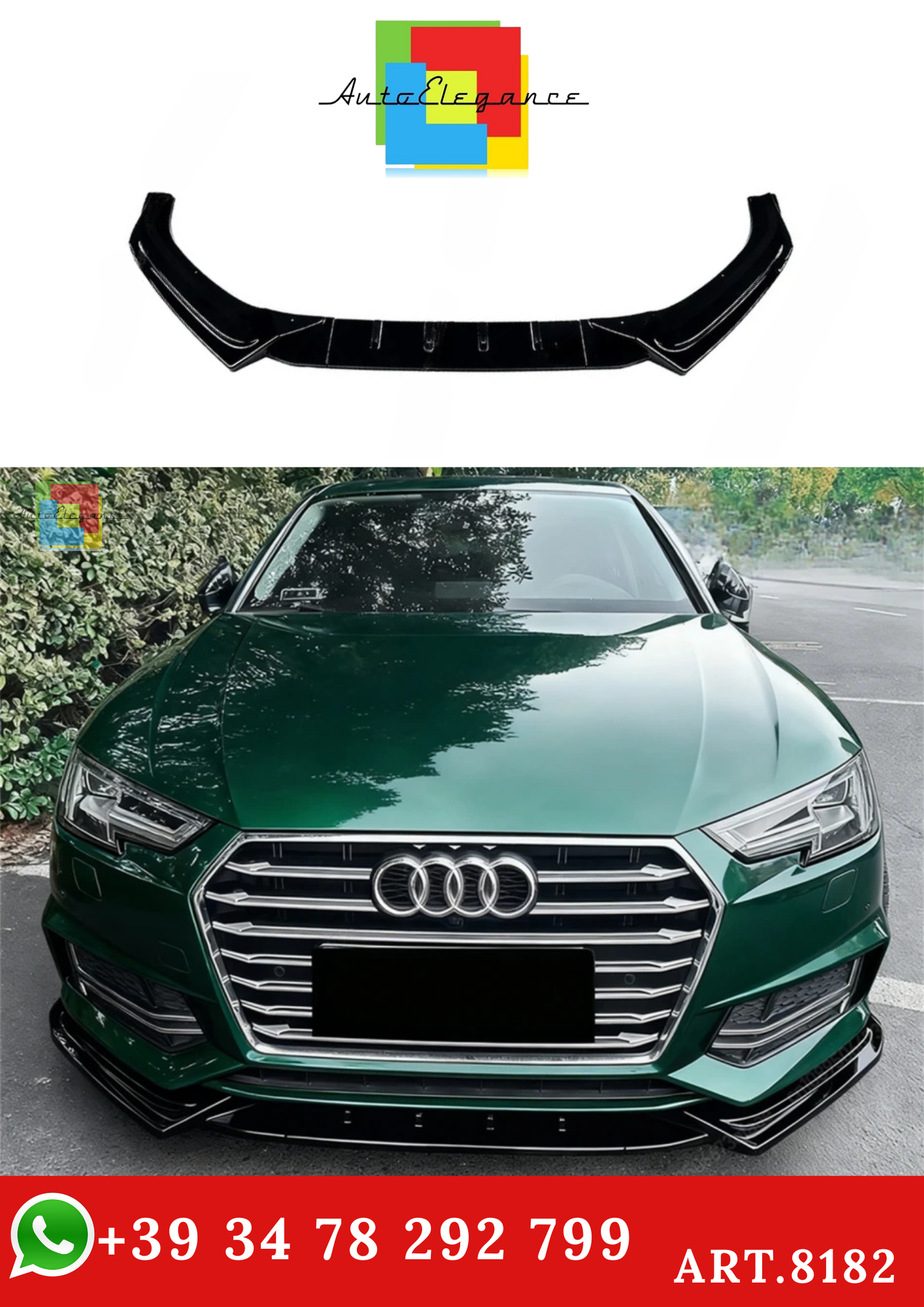 💫ART.8182 Splitter Anteriore Stile Maxton per Audi A4 B9 S-Line Sedan 2016-2019💫