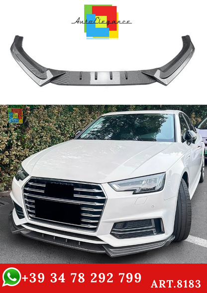 💫ART.8183 Splitter Anteriore Fibra di Carbonio per Audi A4 B9 S-Line Sedan 16-19💫