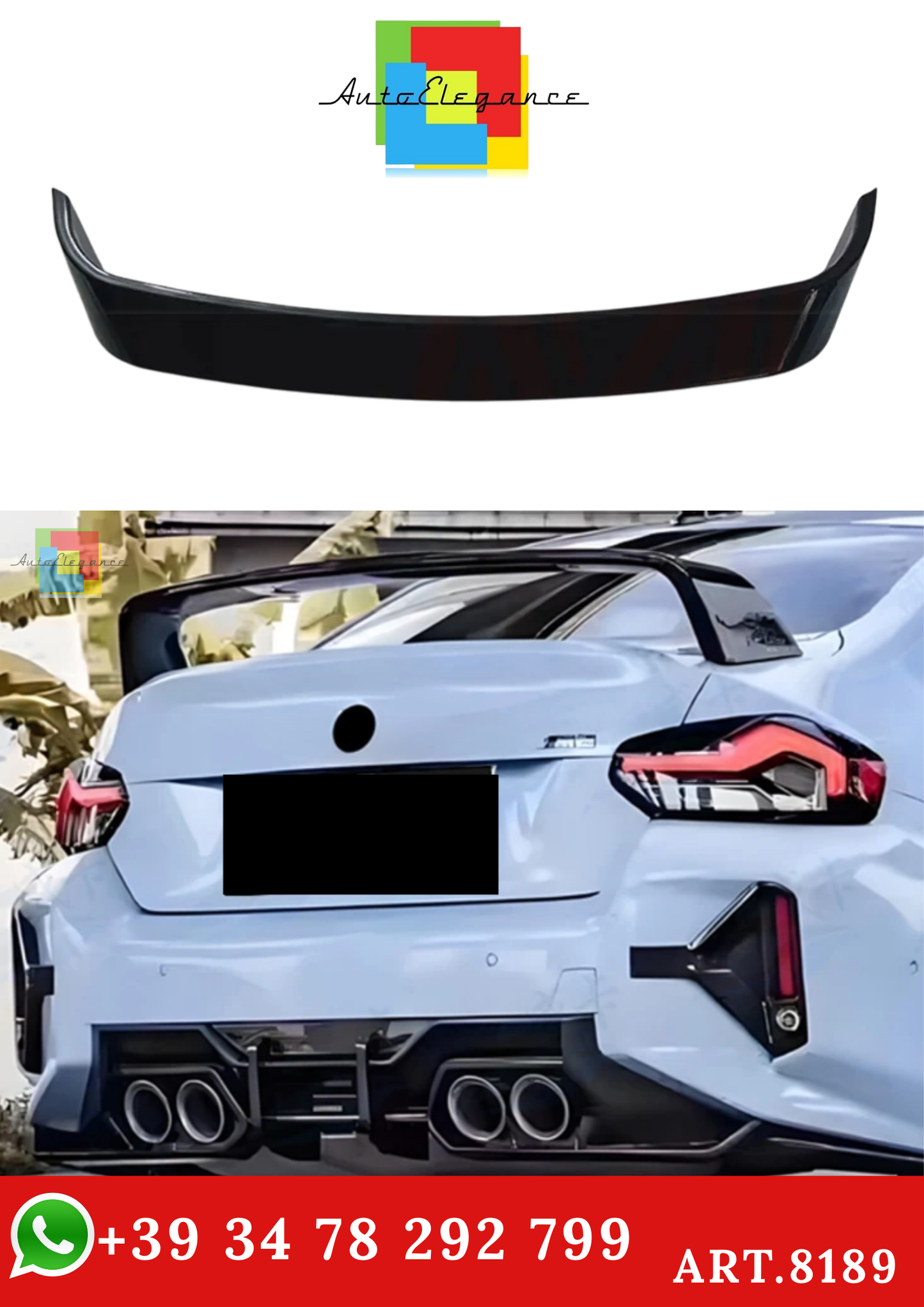 💫ART.8189 Spoiler Posteriore Nero Lucido per BMW Serie M2 G87 G42 2021+💫