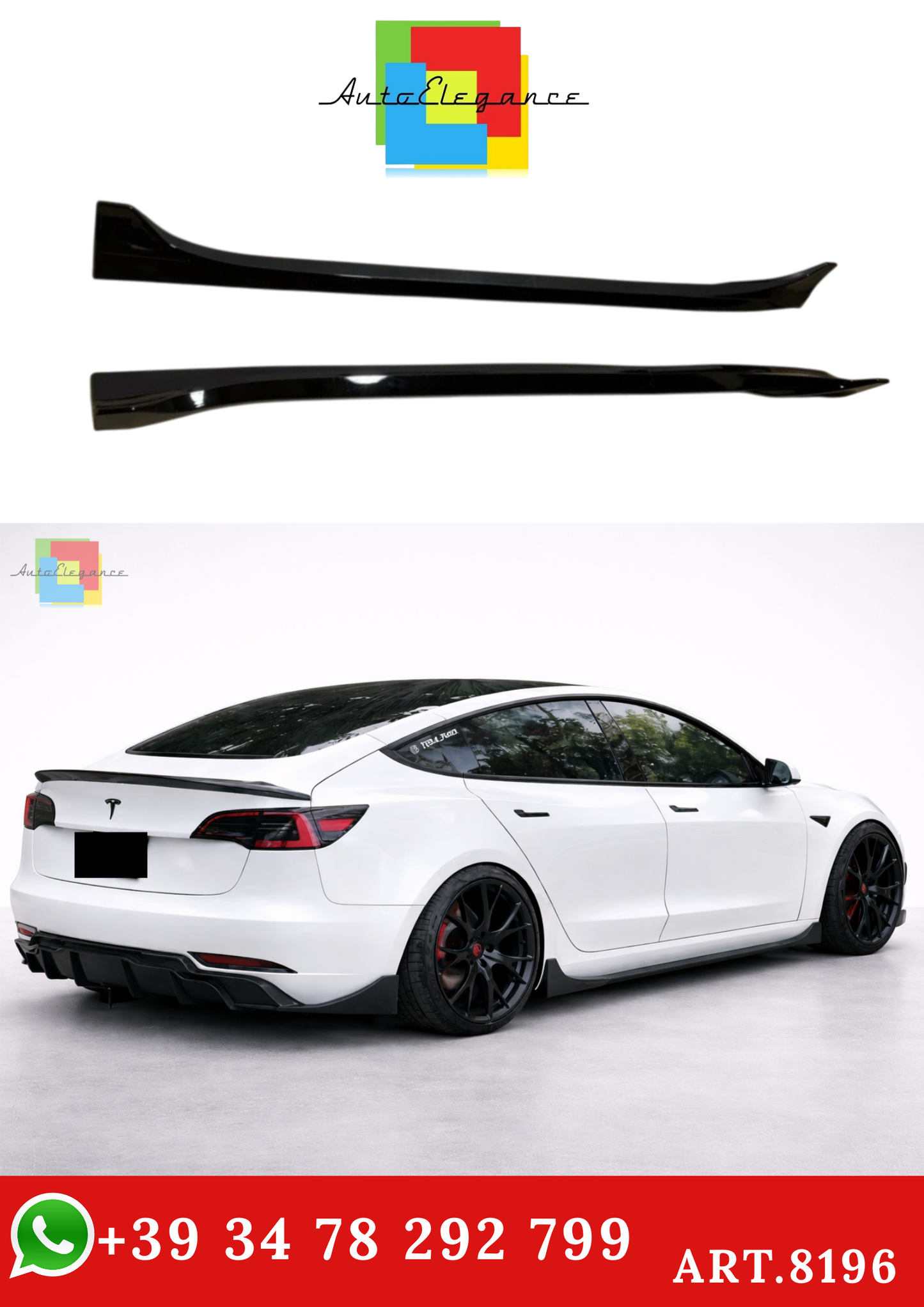 💫ART.8196 Sotto Minigonne per Tesla Model Y 3 Highland 2017-2024💫