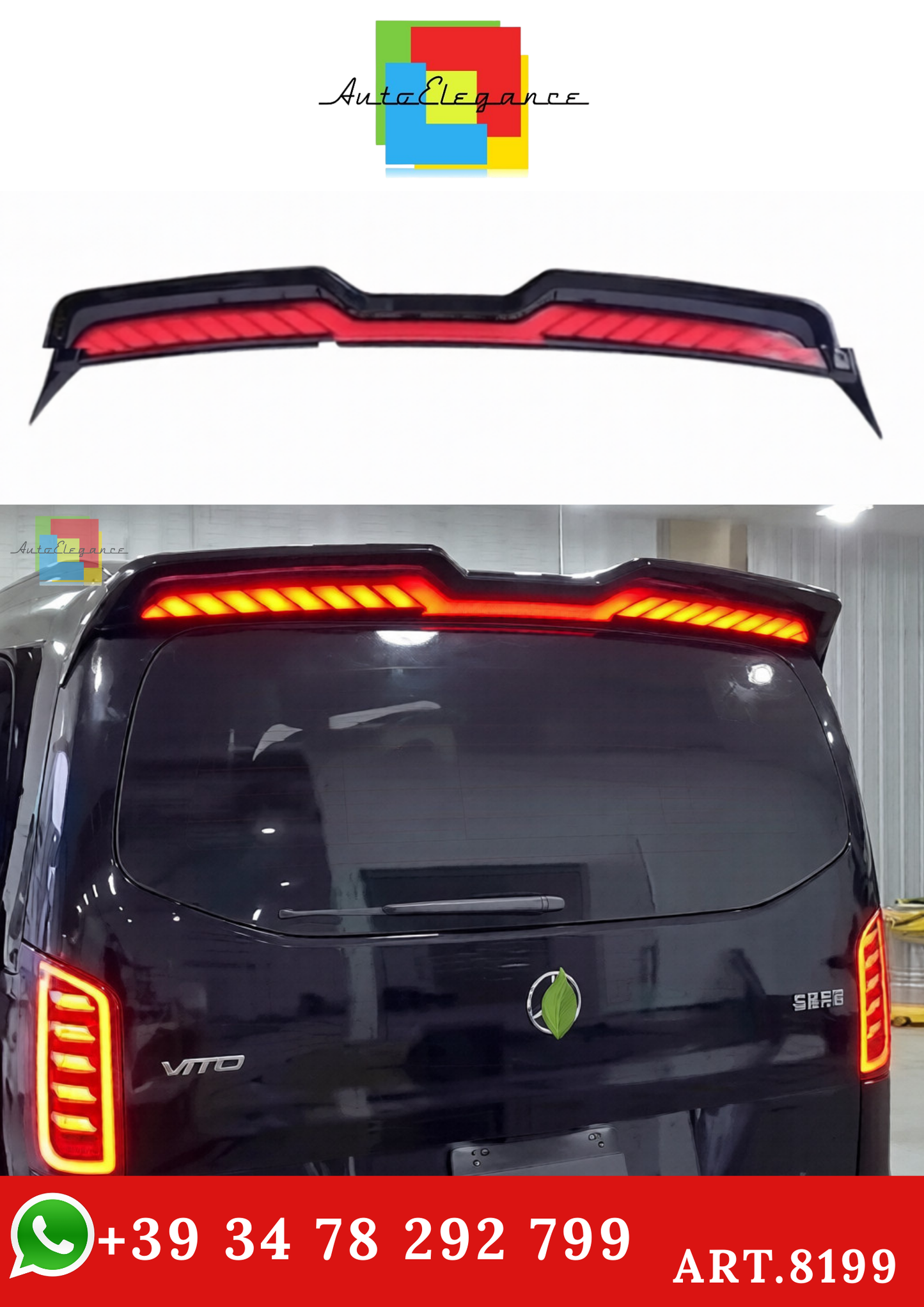 💫ART.8199 Spoiler sul Tetto ABS per Mercedes-Benz Vito W447 2016-2023💫