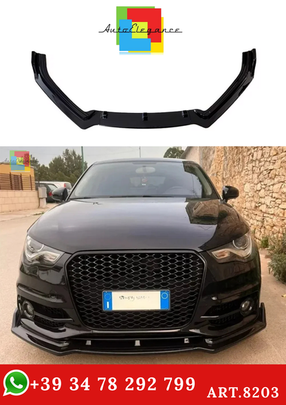 💫ART.8203 Splitter Anteriore (Nero Lucido) adatto per Audi A1 2010-2016 💫