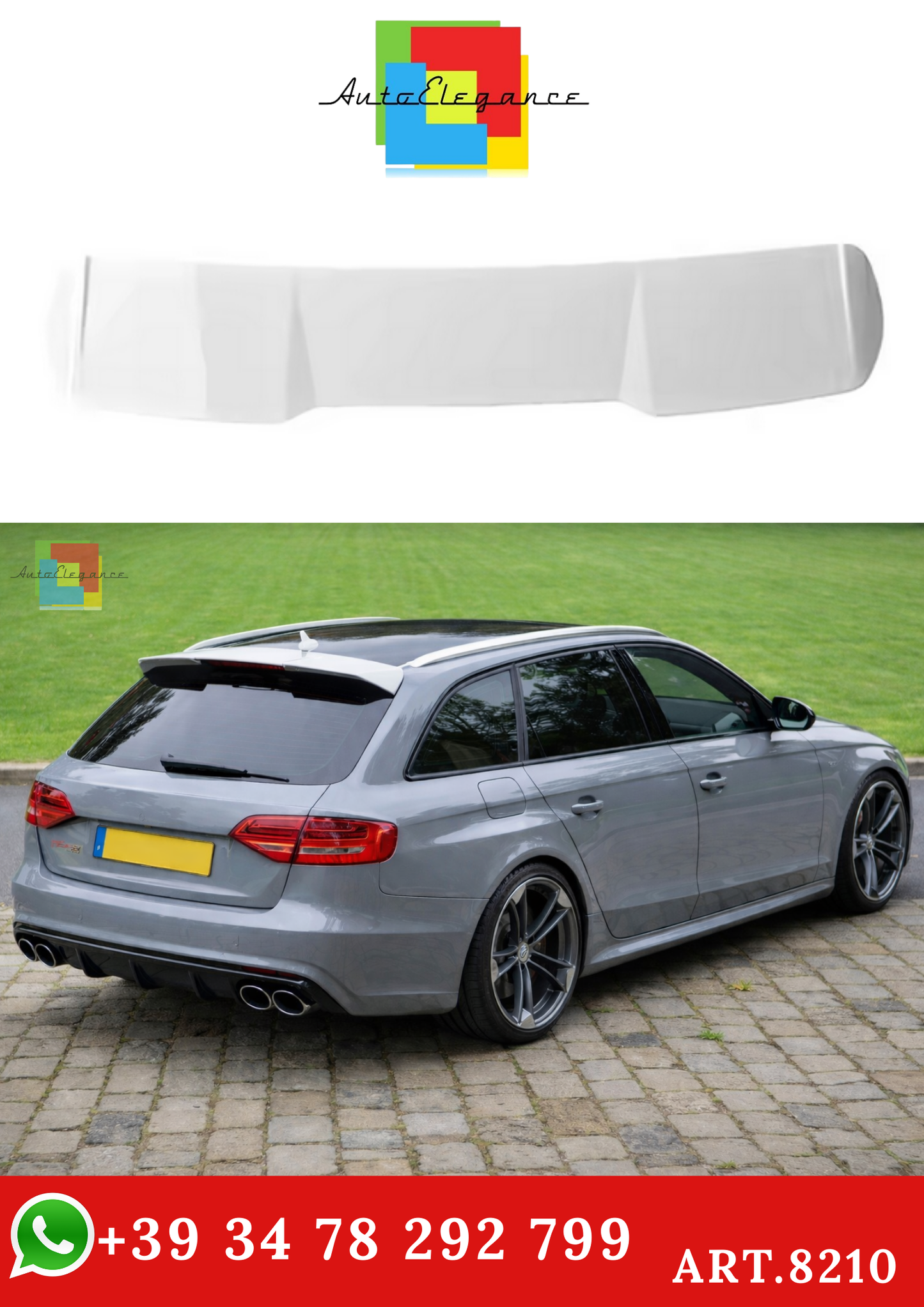 💫ART.8210 Spoiler Posteriore RS4 Look Per Audi A4 B8 2008-2014 Bianco💫