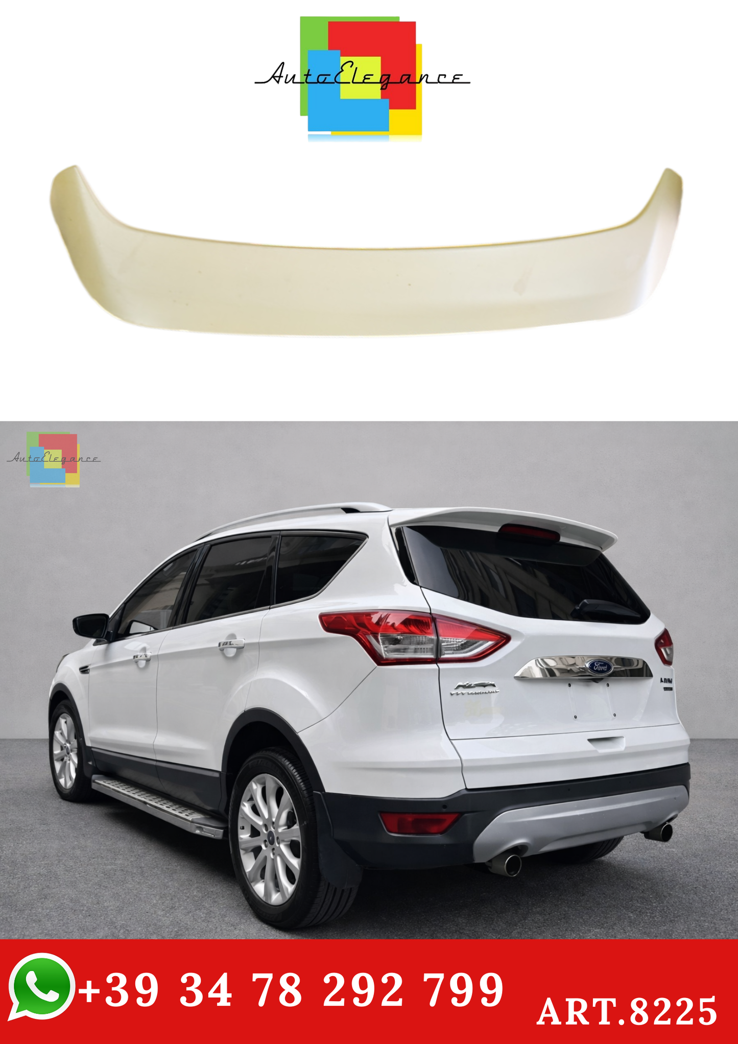 💫ART.8225 Spoiler Posteriore (GREZZO) per Ford Kuga Spoiler 2013-2018 ABS 💫
