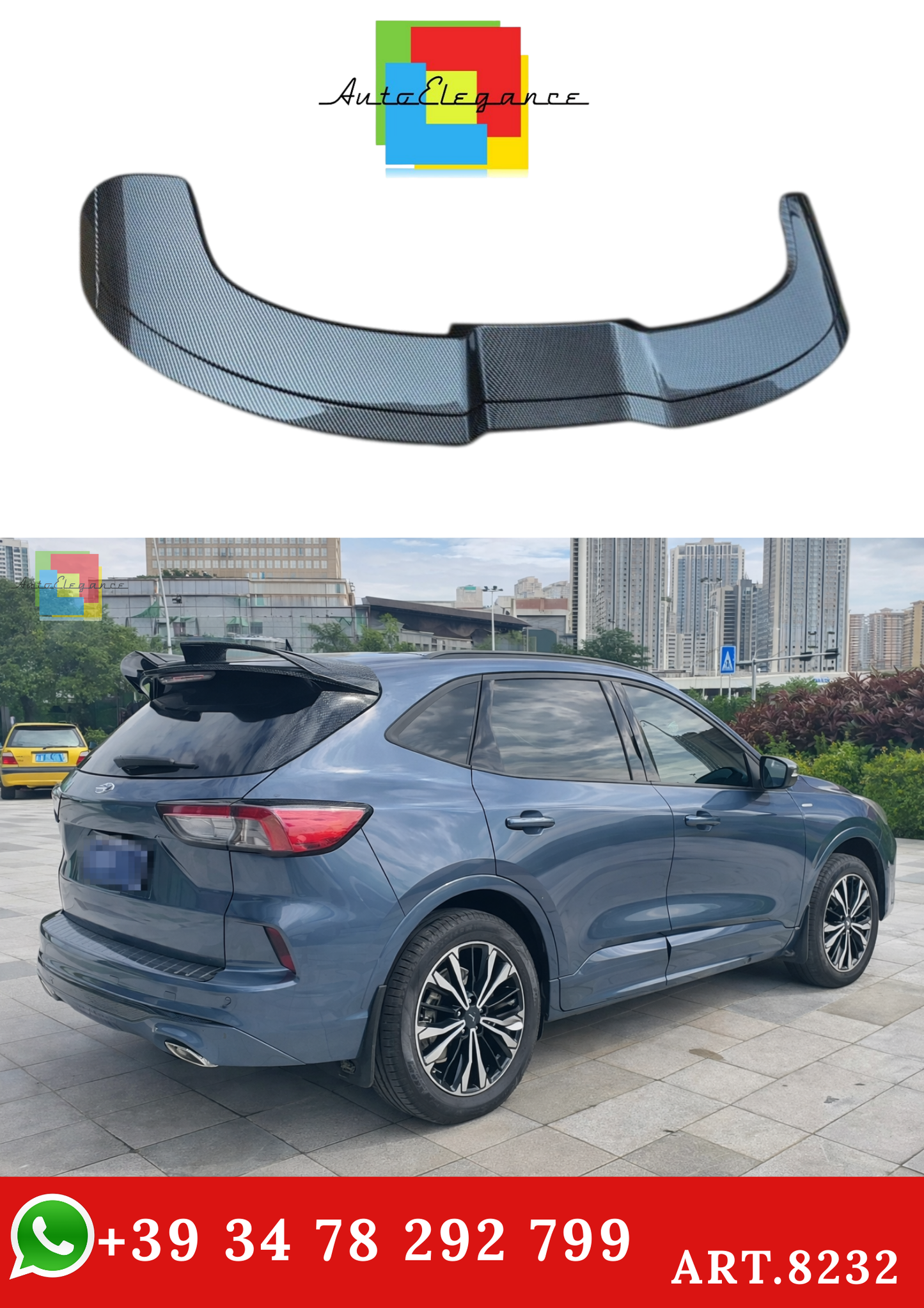 💫ART.8232 Spoiler Look Carbonio per Ford Kuga 2020-2024 4ª Generazione ABS💫