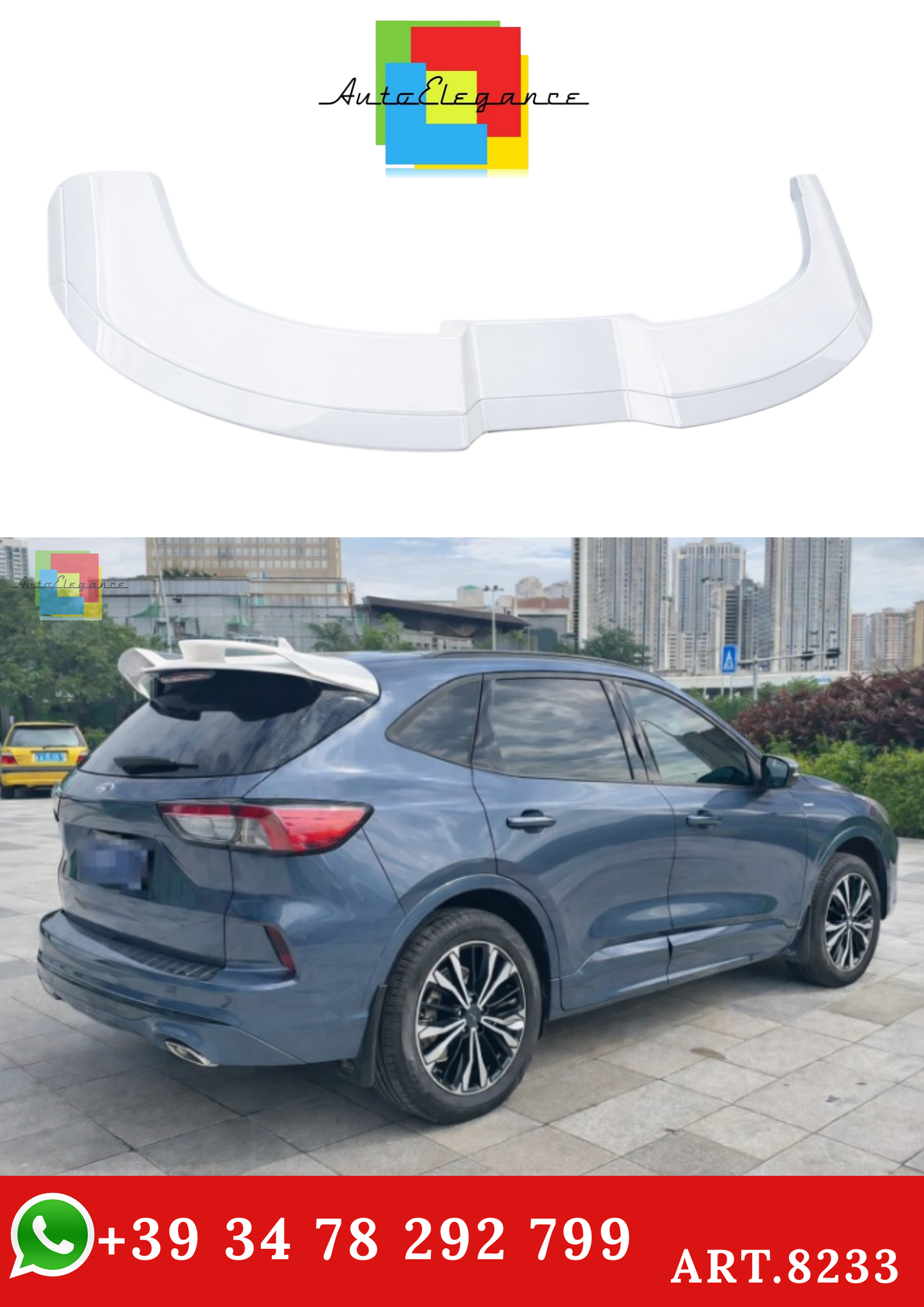 💫ART.8233 Spoiler Bianco per Ford Kuga 2020-2024 4ª Generazione ABS💫