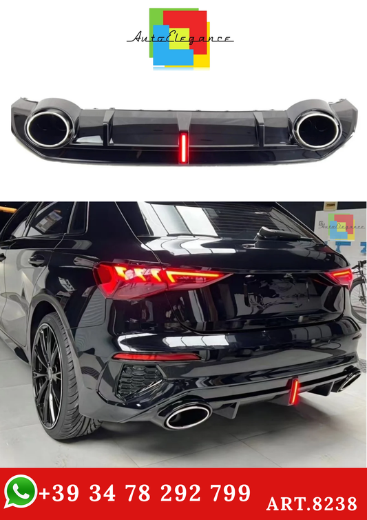 💫ART.8238 Diffusore Posteriore con LED per Audi A3 S-Line RS3 2021-2024💫