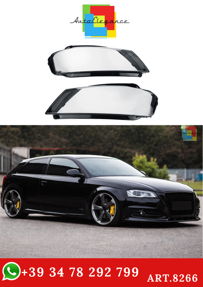 💫ART.8266 Copri Fari Trasparente Sinistro/Destro per Audi A3 8P S-line S3 RS3 2008+💫